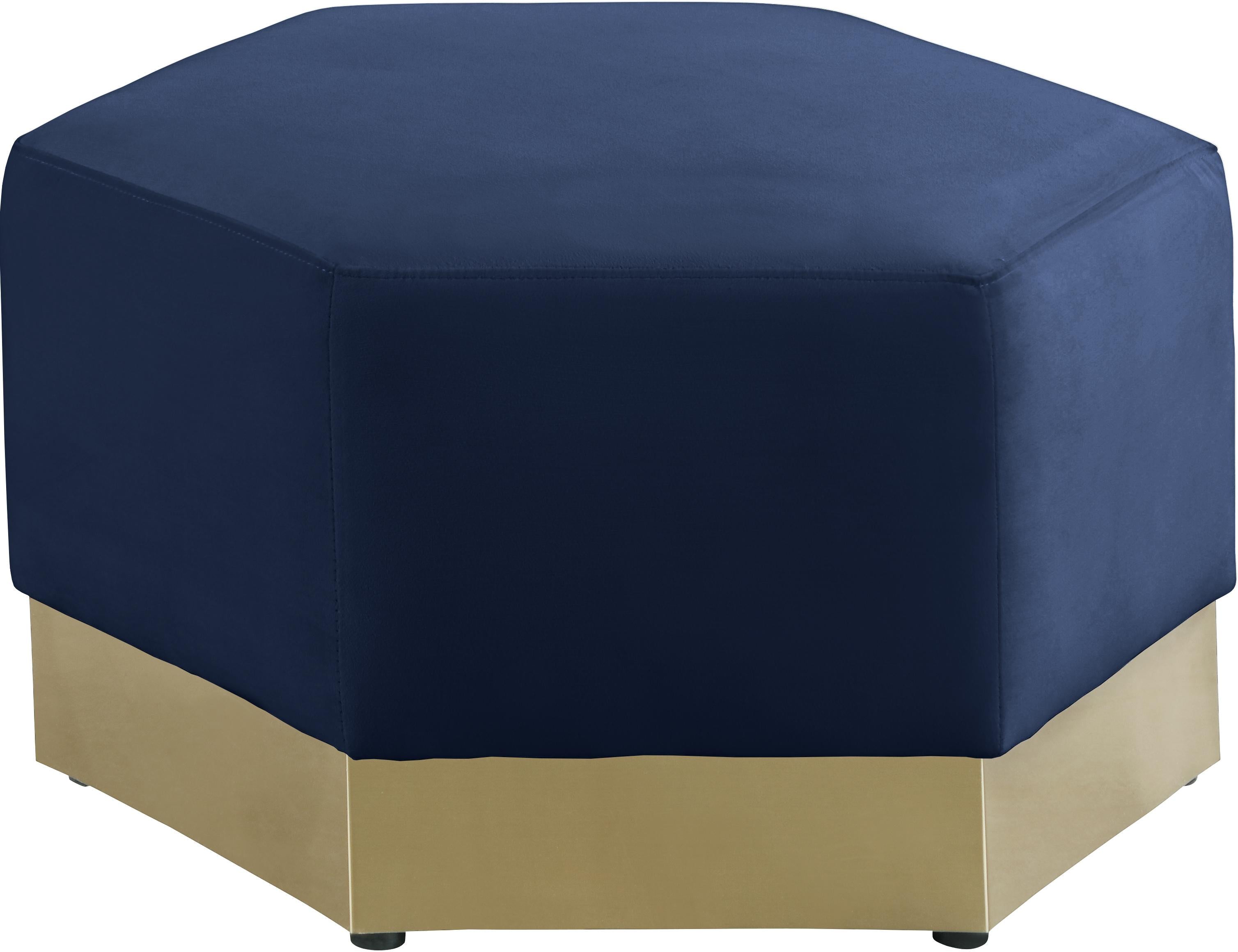 Marquis Navy Velvet Ottoman - Luxury Home Furniture (MI)