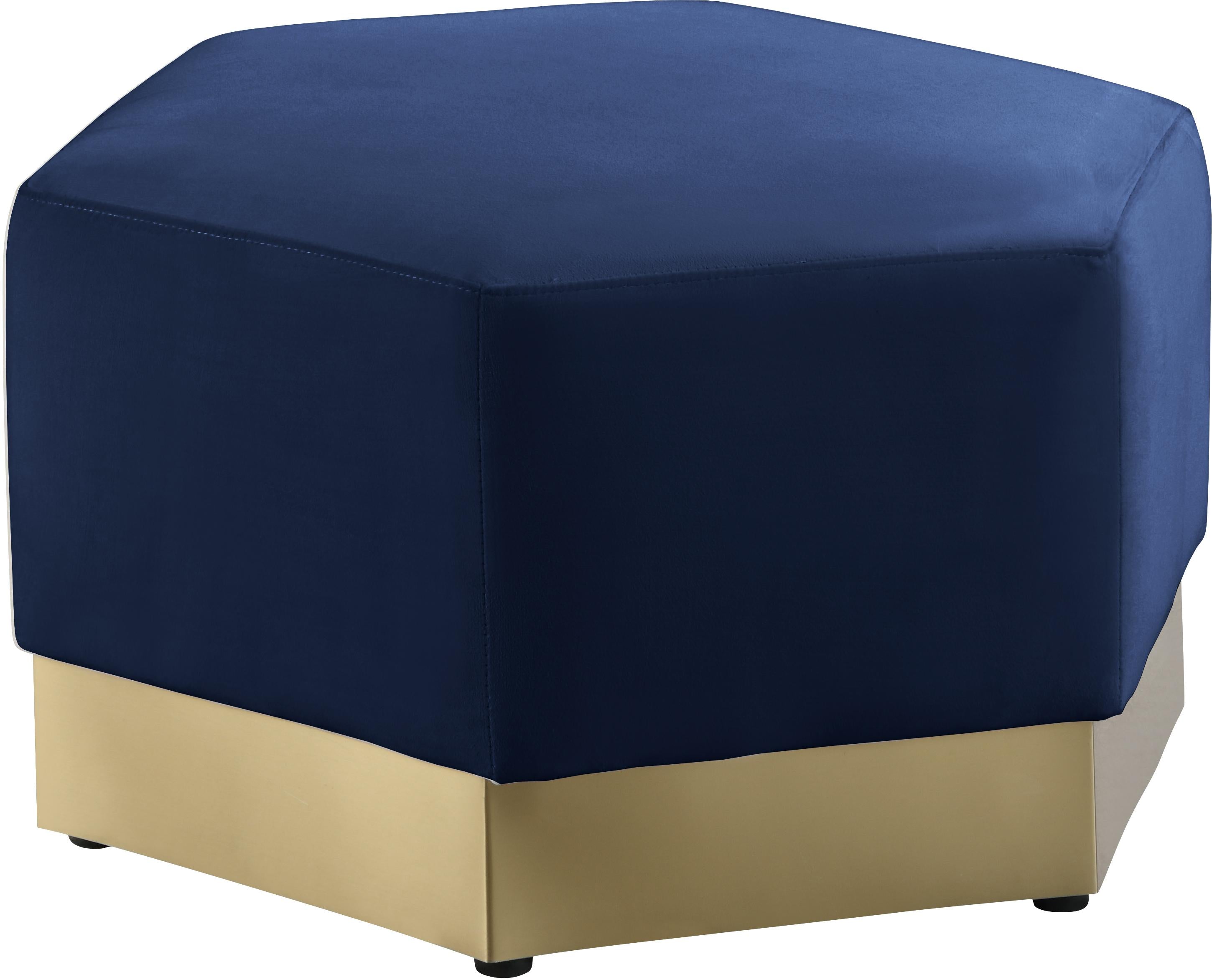 Marquis Navy Velvet Ottoman - Luxury Home Furniture (MI)