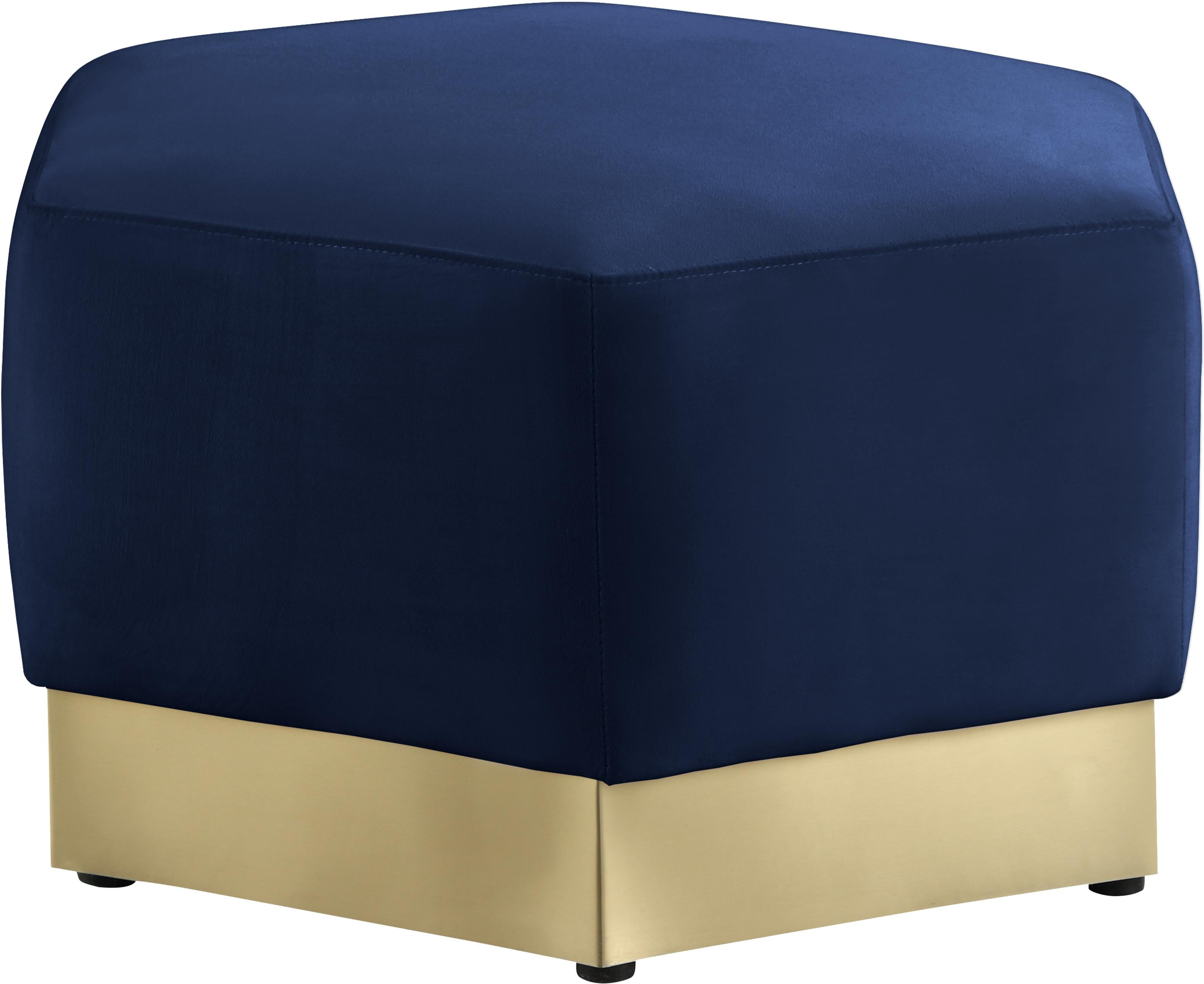 Marquis Navy Velvet Ottoman - Luxury Home Furniture (MI)