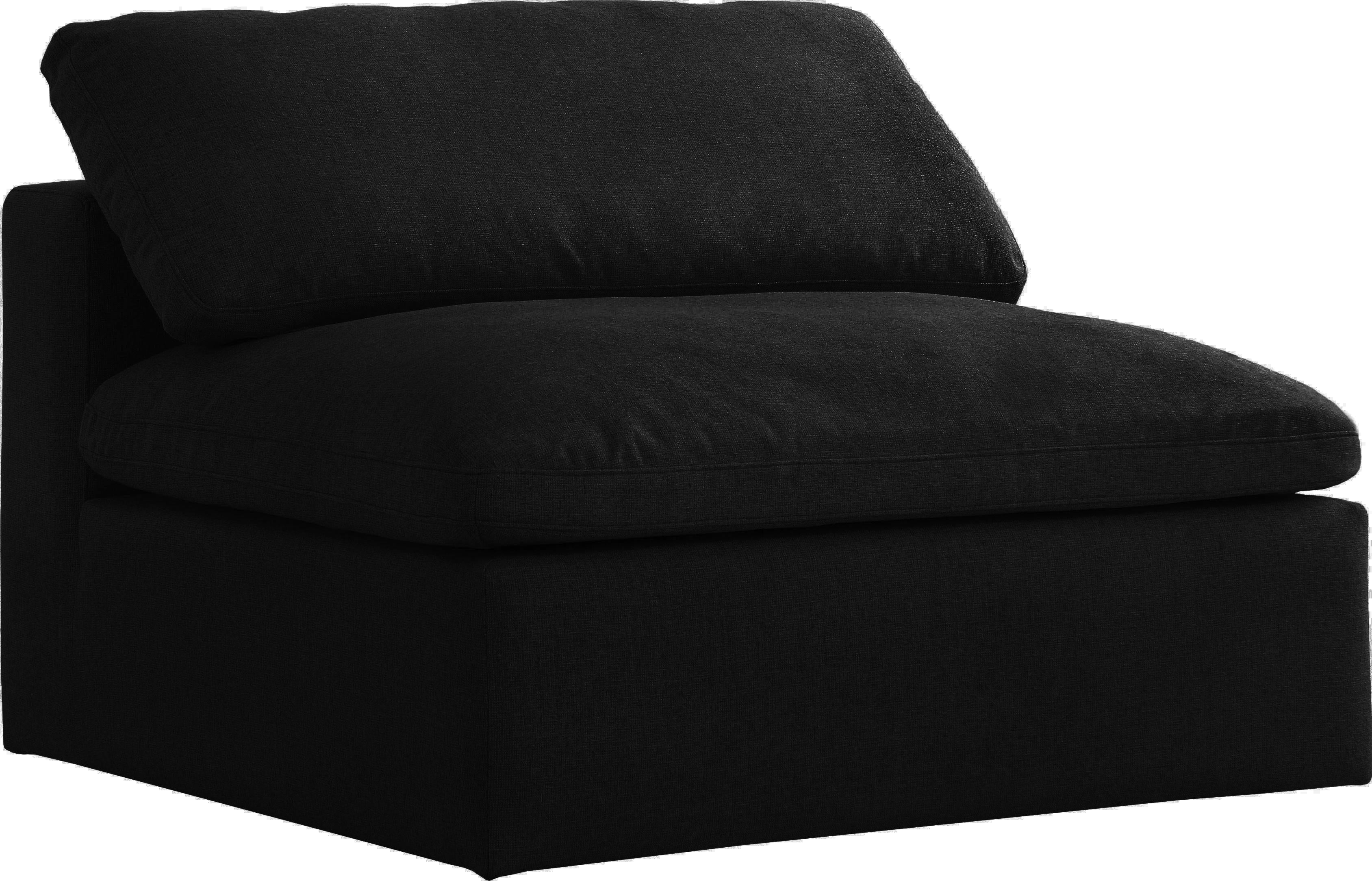 Serene Black Linen Fabric Deluxe Cloud Armless Chair - Luxury Home Furniture (MI)