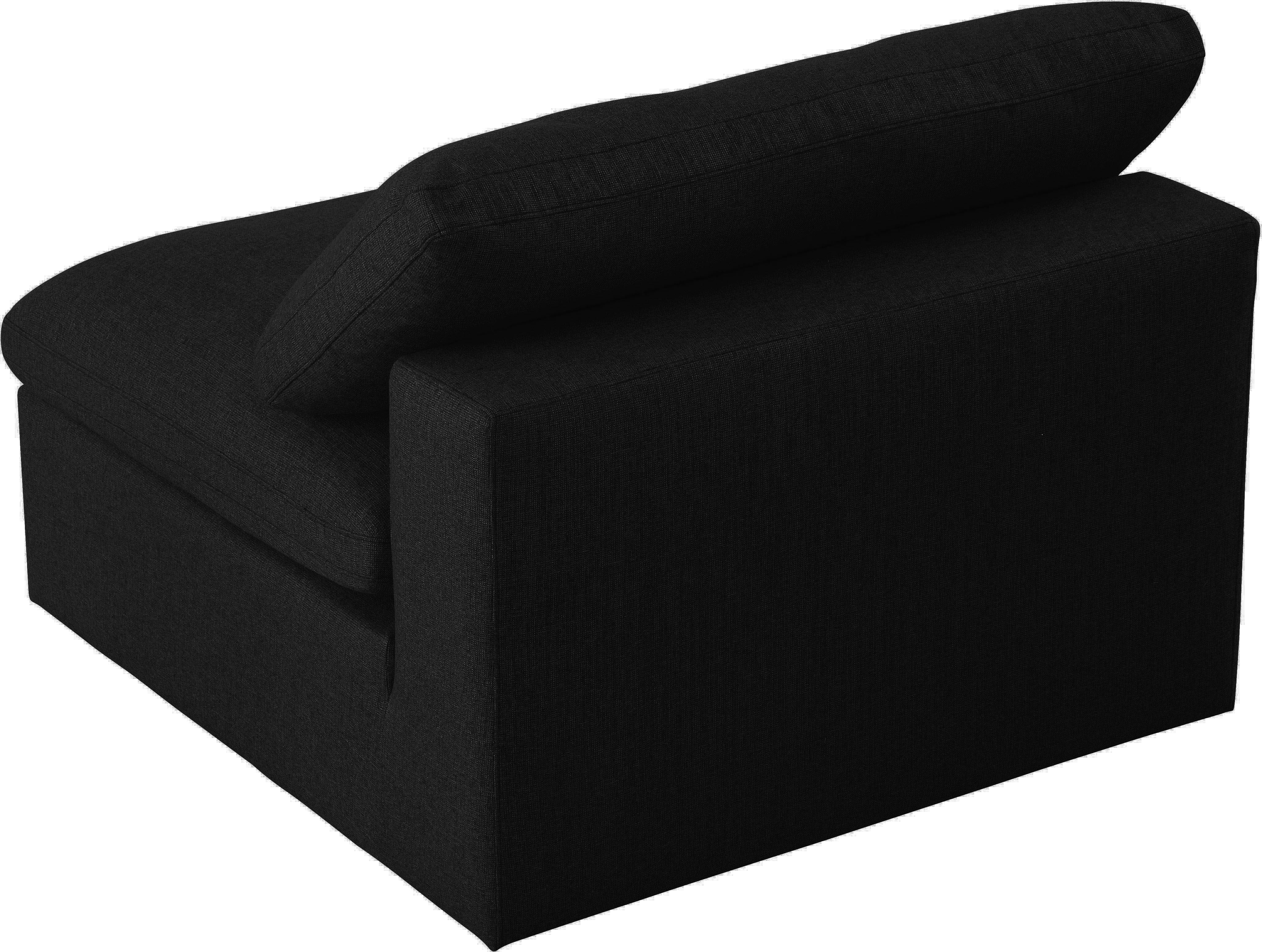 Serene Black Linen Fabric Deluxe Cloud Armless Chair - Luxury Home Furniture (MI)