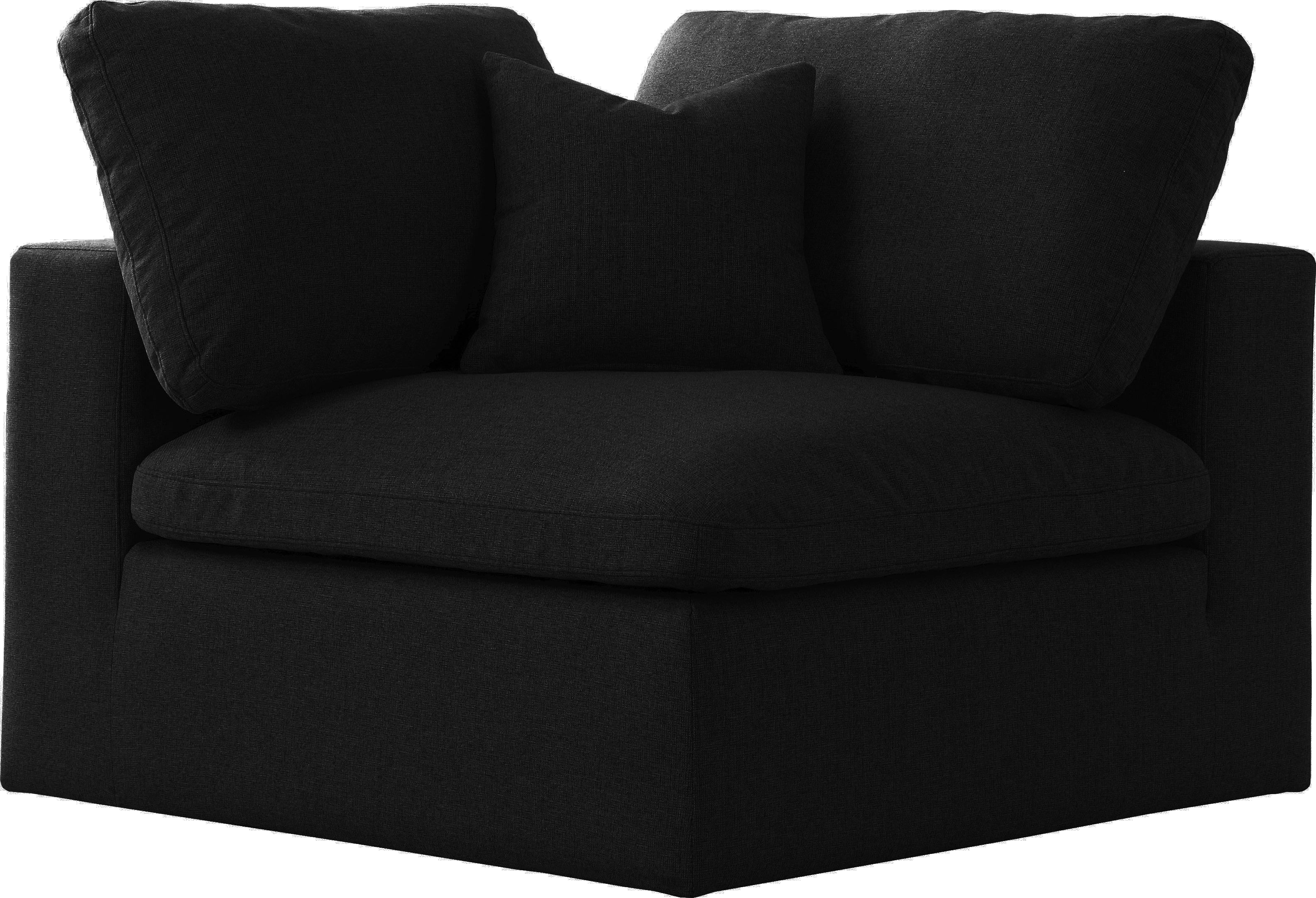 Serene Black Linen Fabric Deluxe Cloud Corner Chair - Luxury Home Furniture (MI)