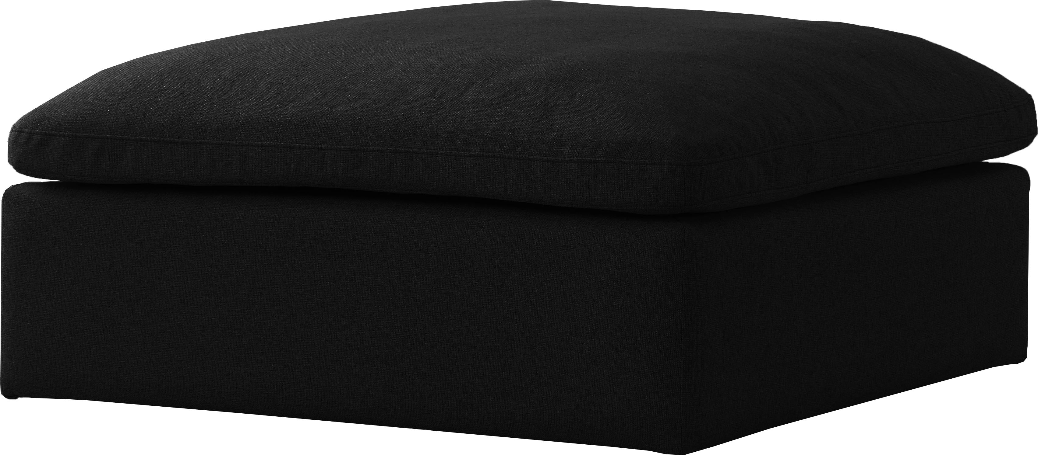 Serene Black Linen Fabric Deluxe Cloud Ottoman - Luxury Home Furniture (MI)