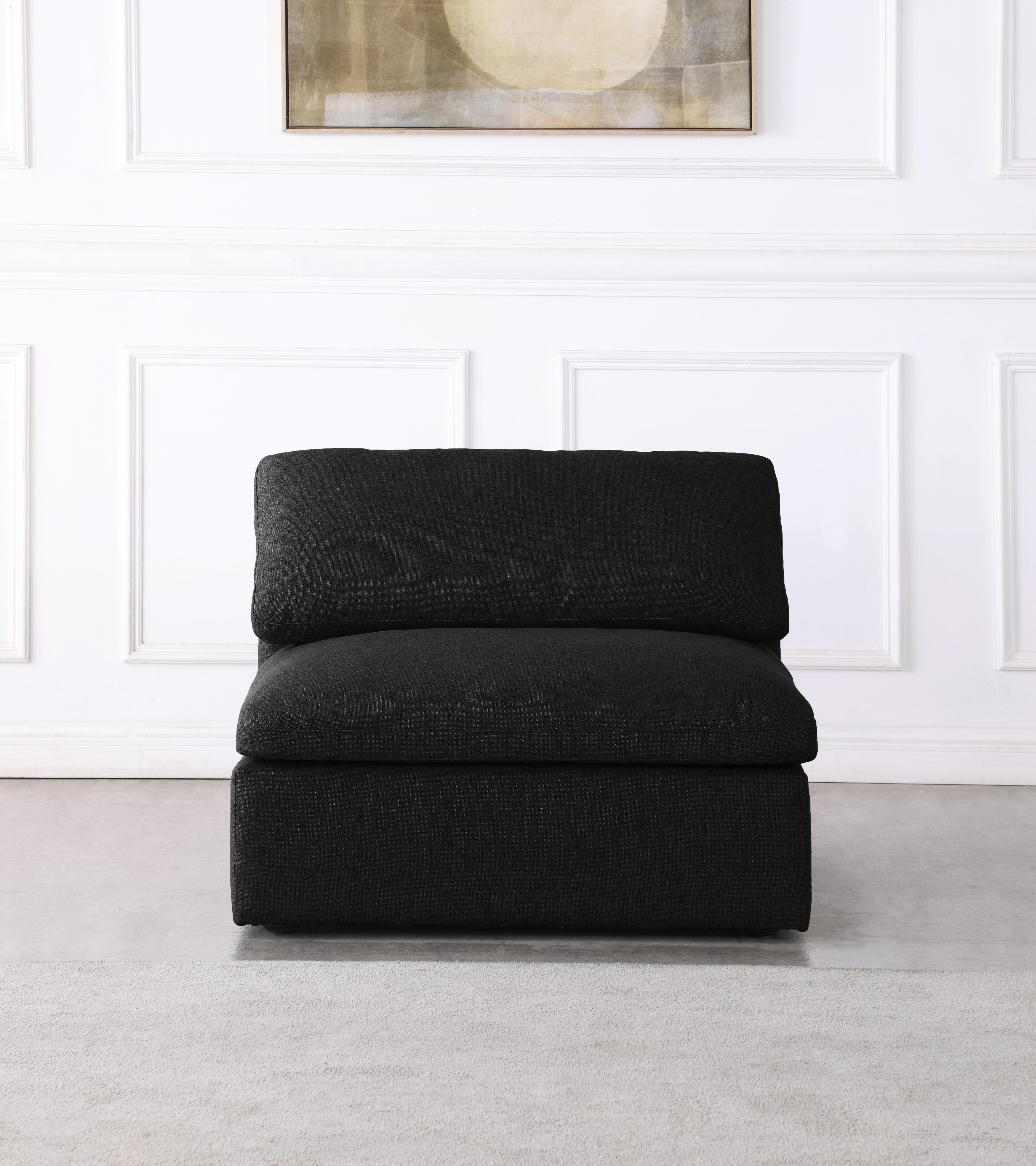 Serene Black Linen Fabric Deluxe Cloud Armless Chair - Luxury Home Furniture (MI)