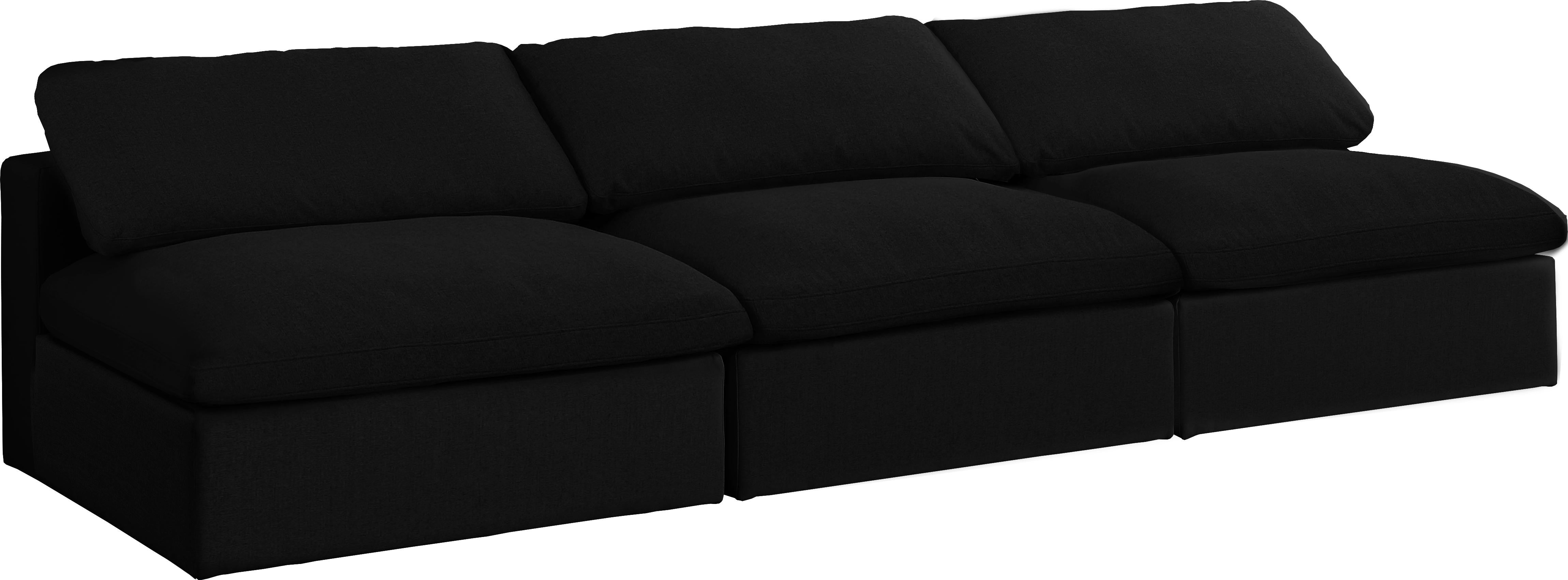 Serene Black Linen Fabric Deluxe Cloud Modular Armless Sofa - Luxury Home Furniture (MI)