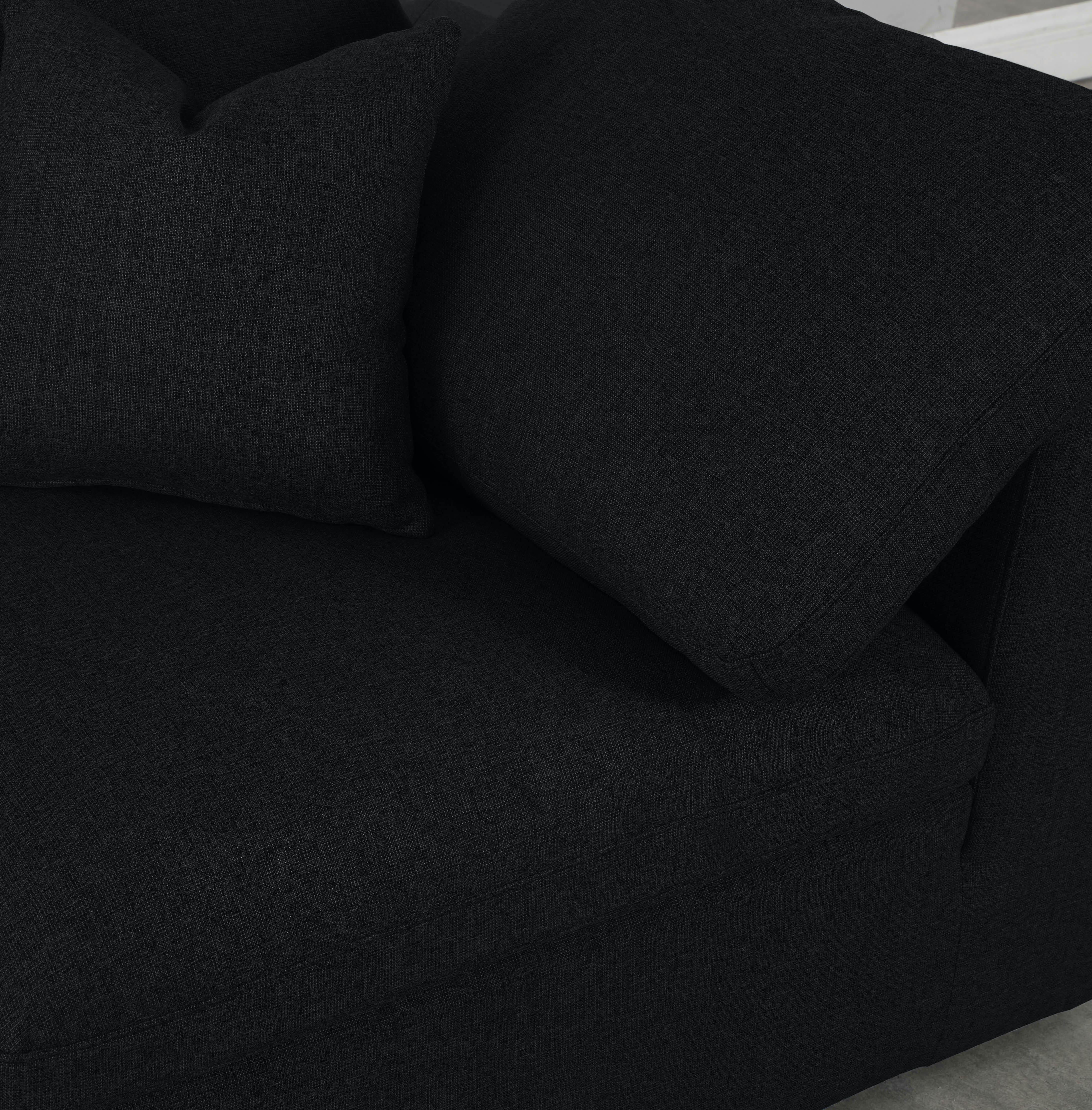 Serene Black Linen Fabric Deluxe Cloud Corner Chair - Luxury Home Furniture (MI)