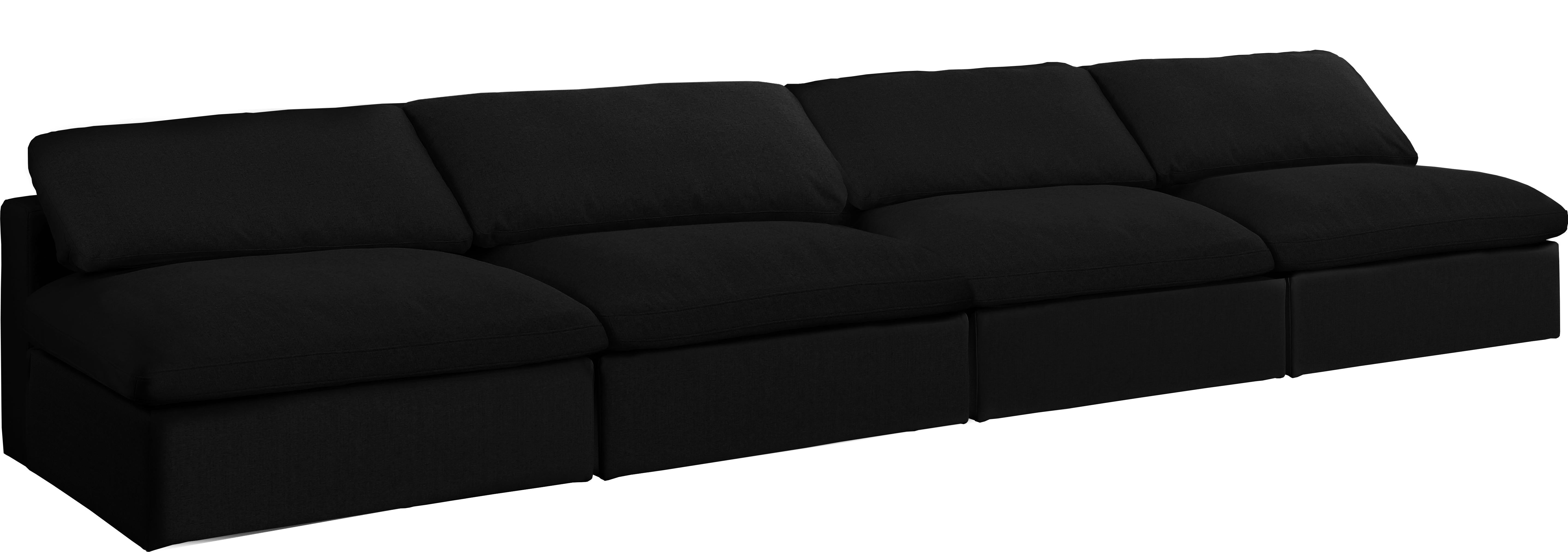 Serene Black Linen Fabric Deluxe Cloud Modular Armless Sofa - Luxury Home Furniture (MI)