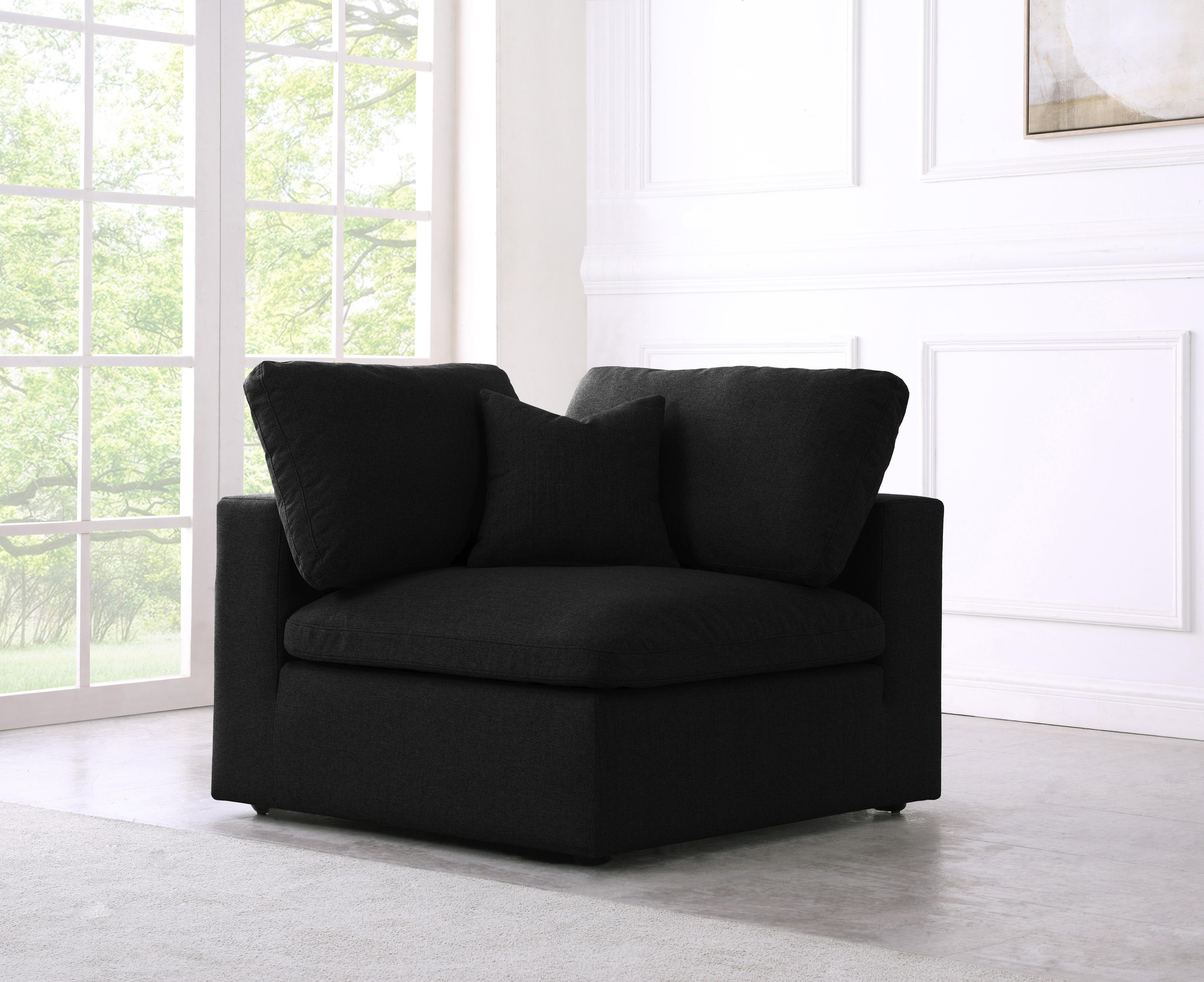 Serene Black Linen Fabric Deluxe Cloud Corner Chair - Luxury Home Furniture (MI)