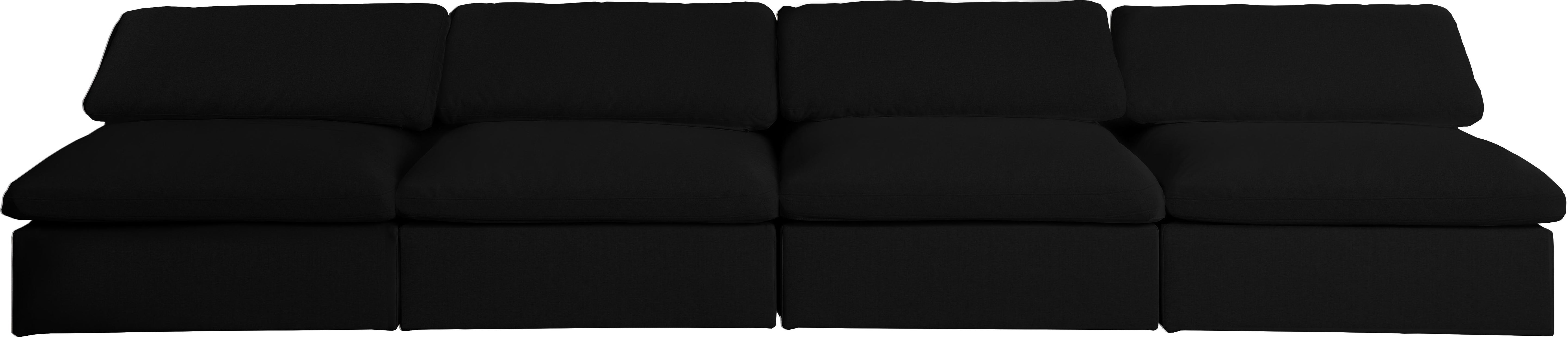 Serene Black Linen Fabric Deluxe Cloud Modular Armless Sofa - Luxury Home Furniture (MI)