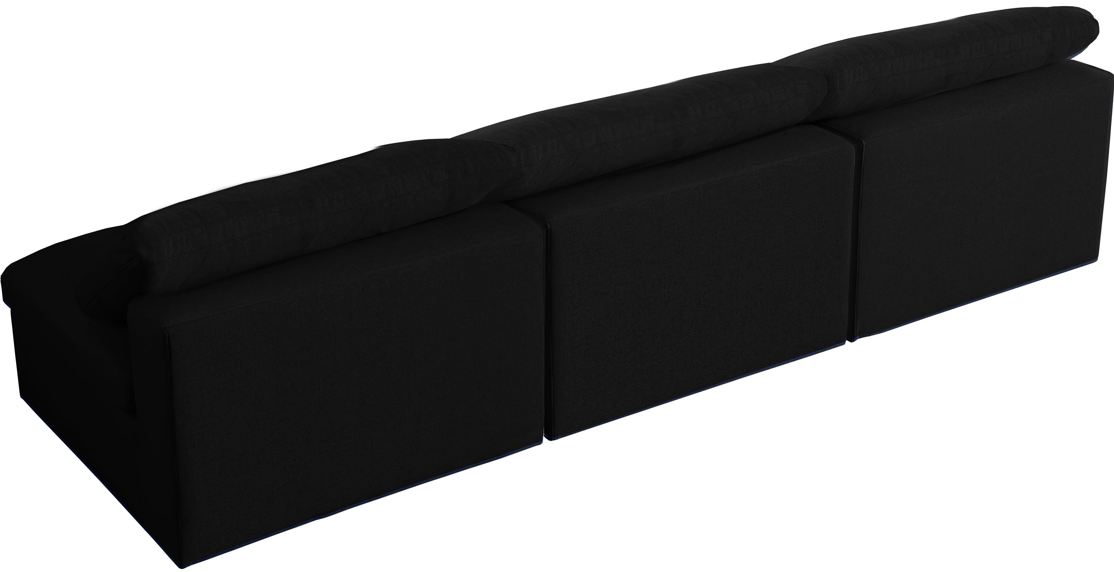 Serene Black Linen Fabric Deluxe Cloud Modular Armless Sofa - Luxury Home Furniture (MI)