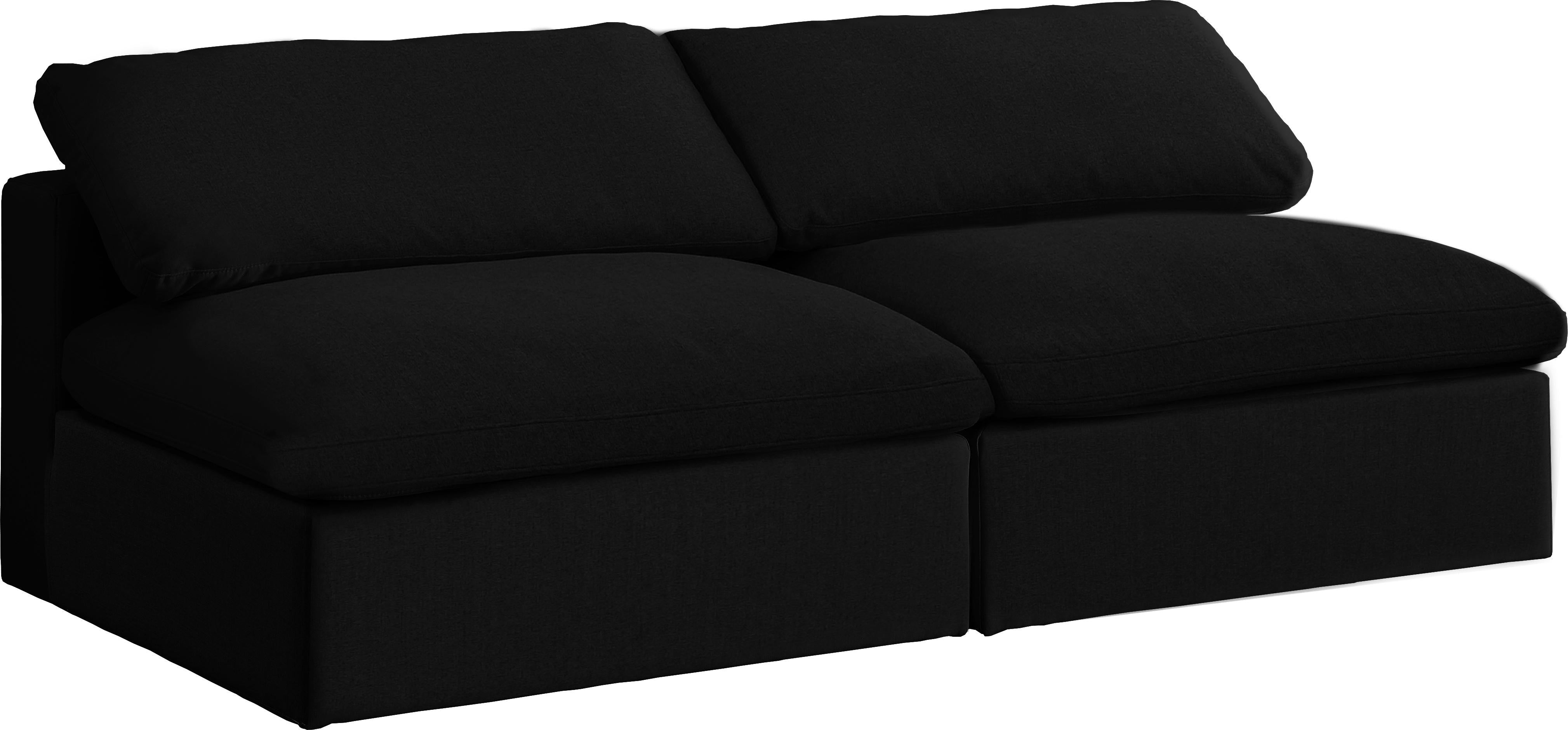 Serene Black Linen Fabric Deluxe Cloud Modular Armless Sofa - Luxury Home Furniture (MI)