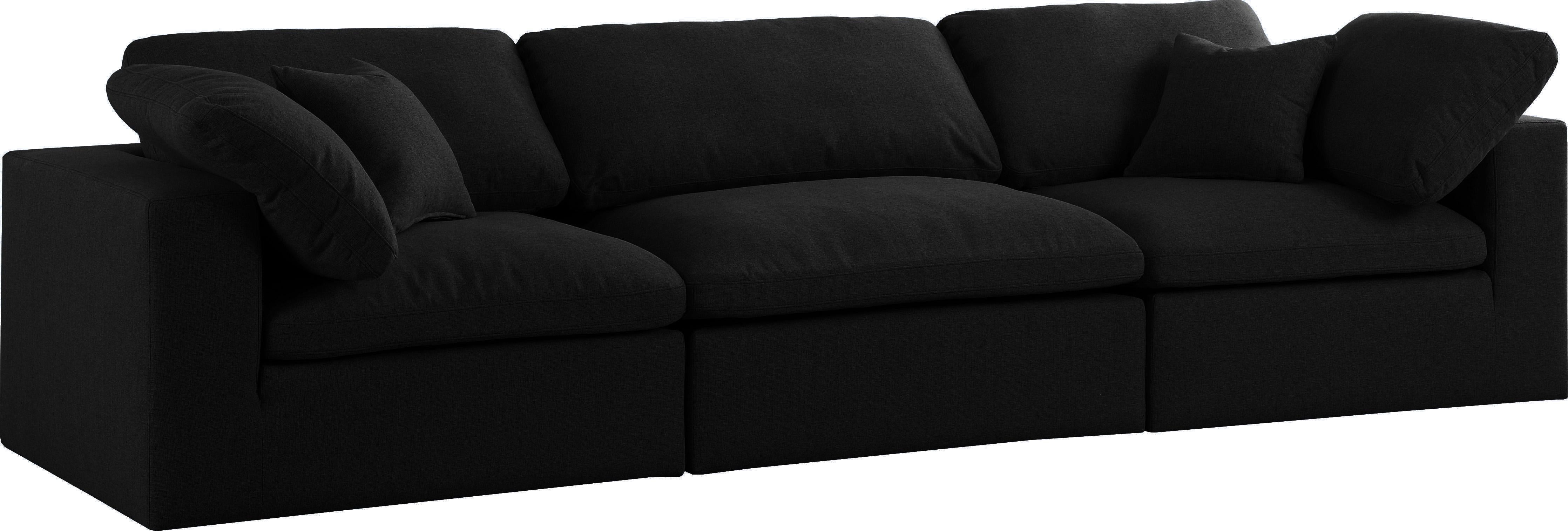 Serene Black Linen Fabric Deluxe Cloud Modular Sofa - Luxury Home Furniture (MI)