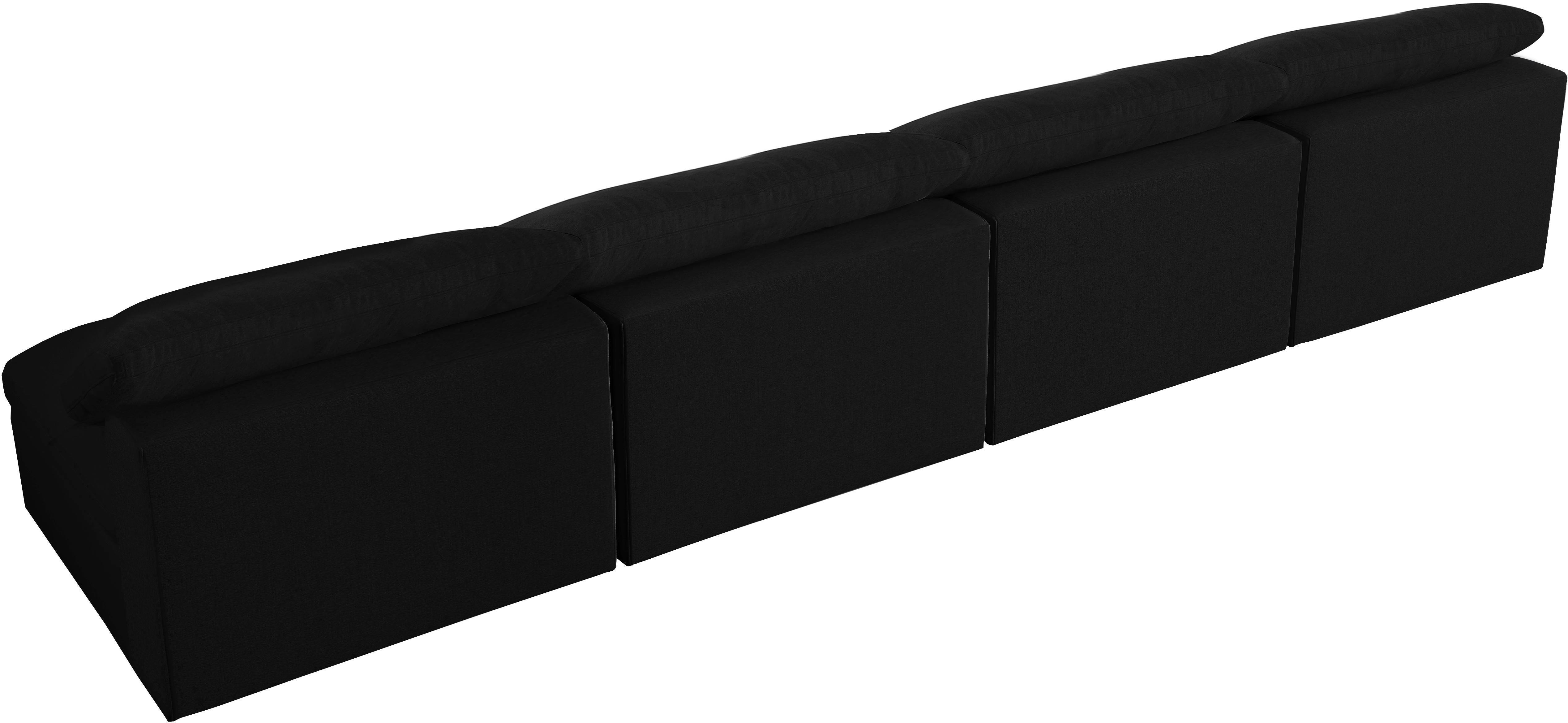 Serene Black Linen Fabric Deluxe Cloud Modular Armless Sofa - Luxury Home Furniture (MI)