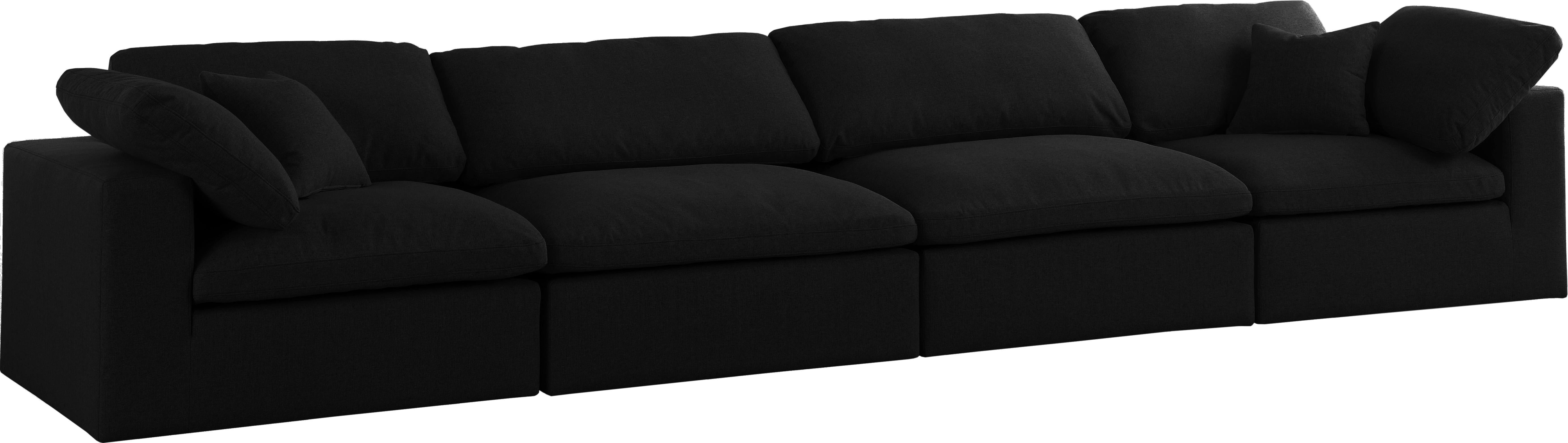 Serene Black Linen Fabric Deluxe Cloud Modular Sofa - Luxury Home Furniture (MI)