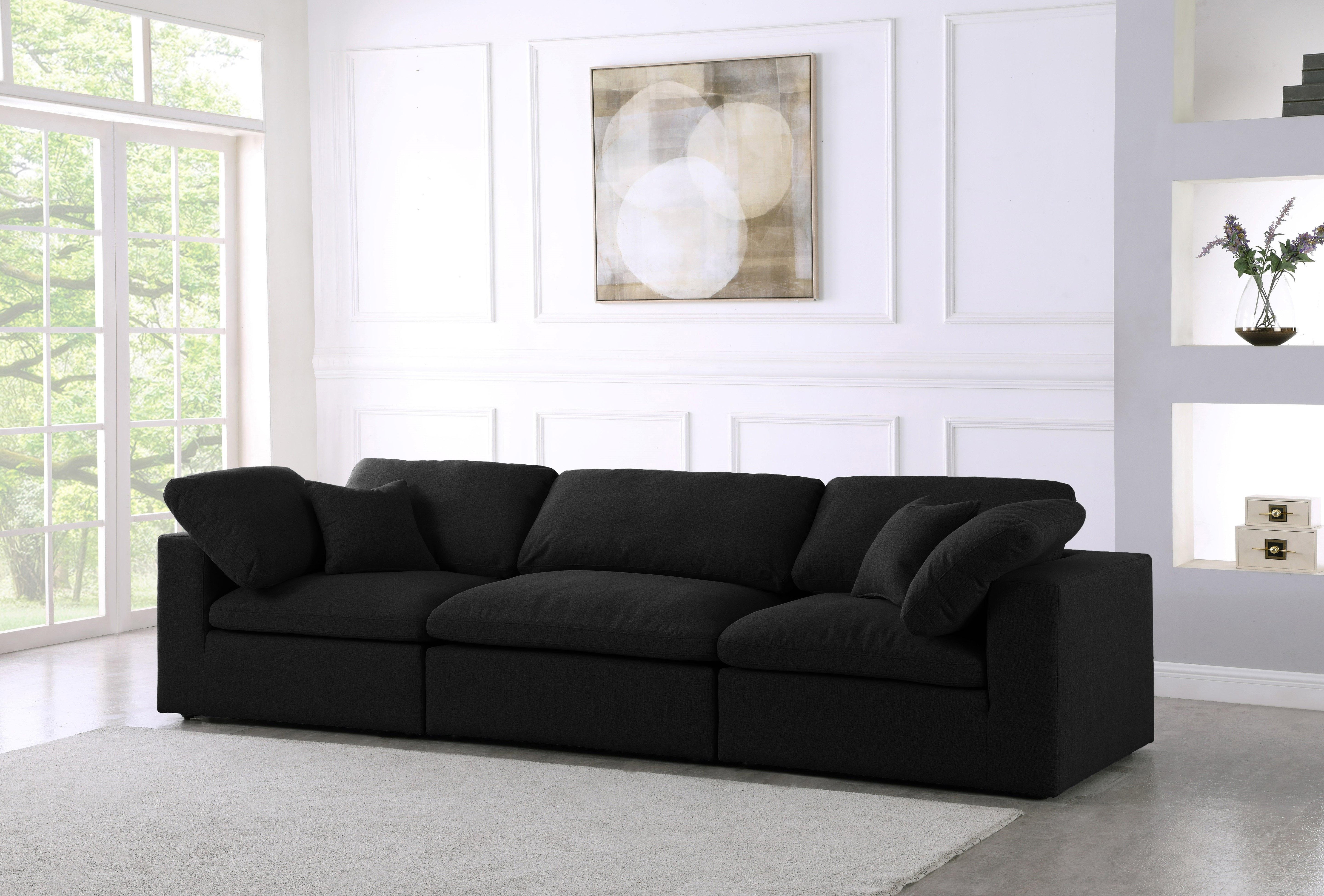 Serene Black Linen Fabric Deluxe Cloud Modular Sofa - Luxury Home Furniture (MI)