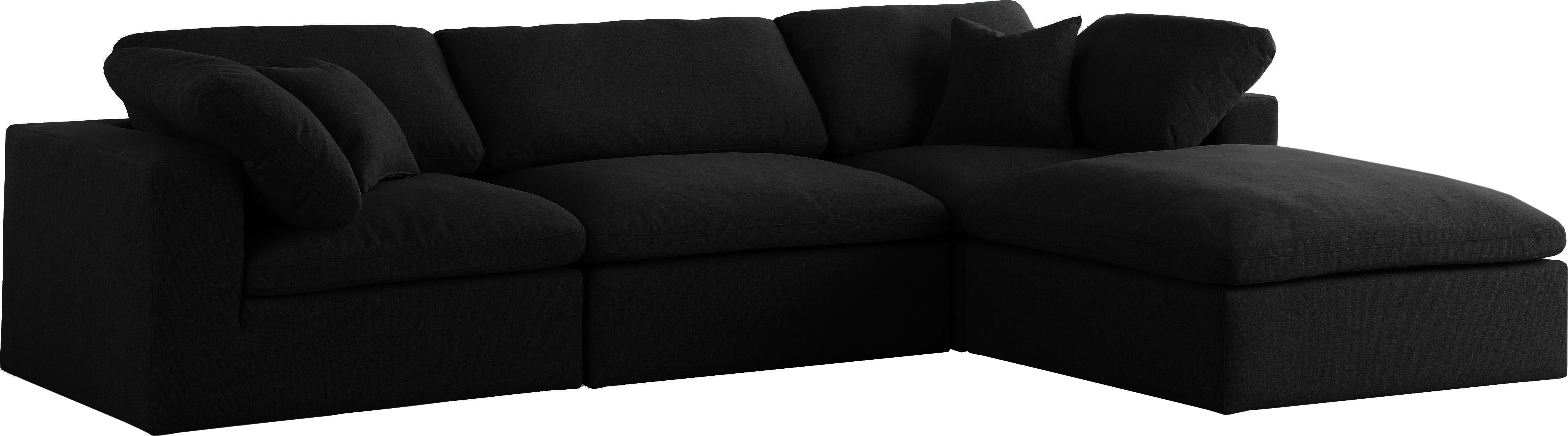 Serene Black Linen Fabric Deluxe Cloud Modular Sectional - Luxury Home Furniture (MI)