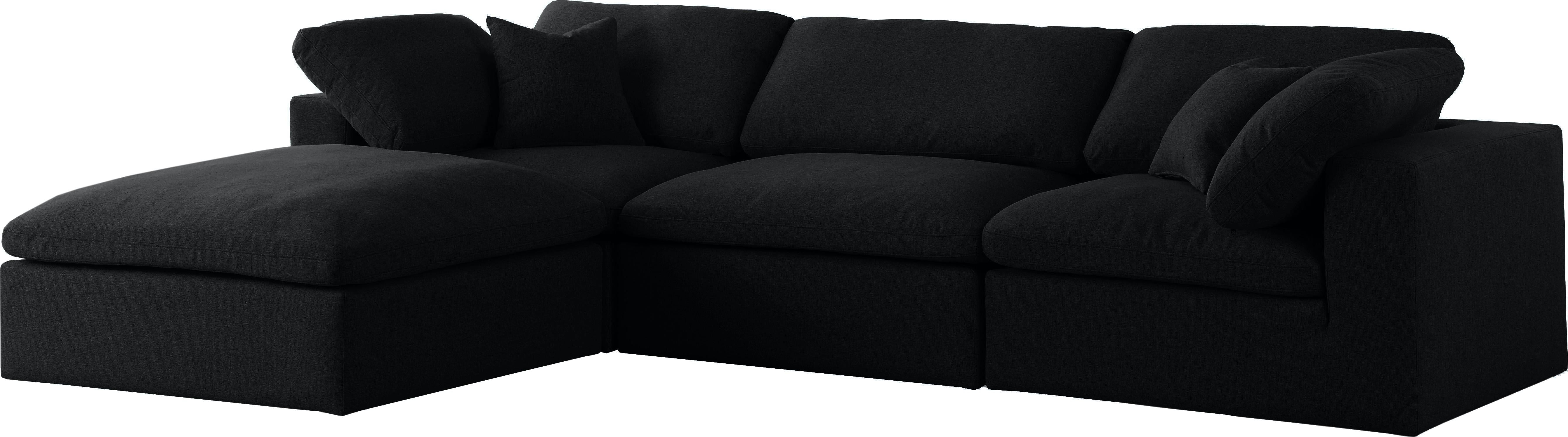 Serene Black Linen Fabric Deluxe Cloud Modular Sectional - Luxury Home Furniture (MI)