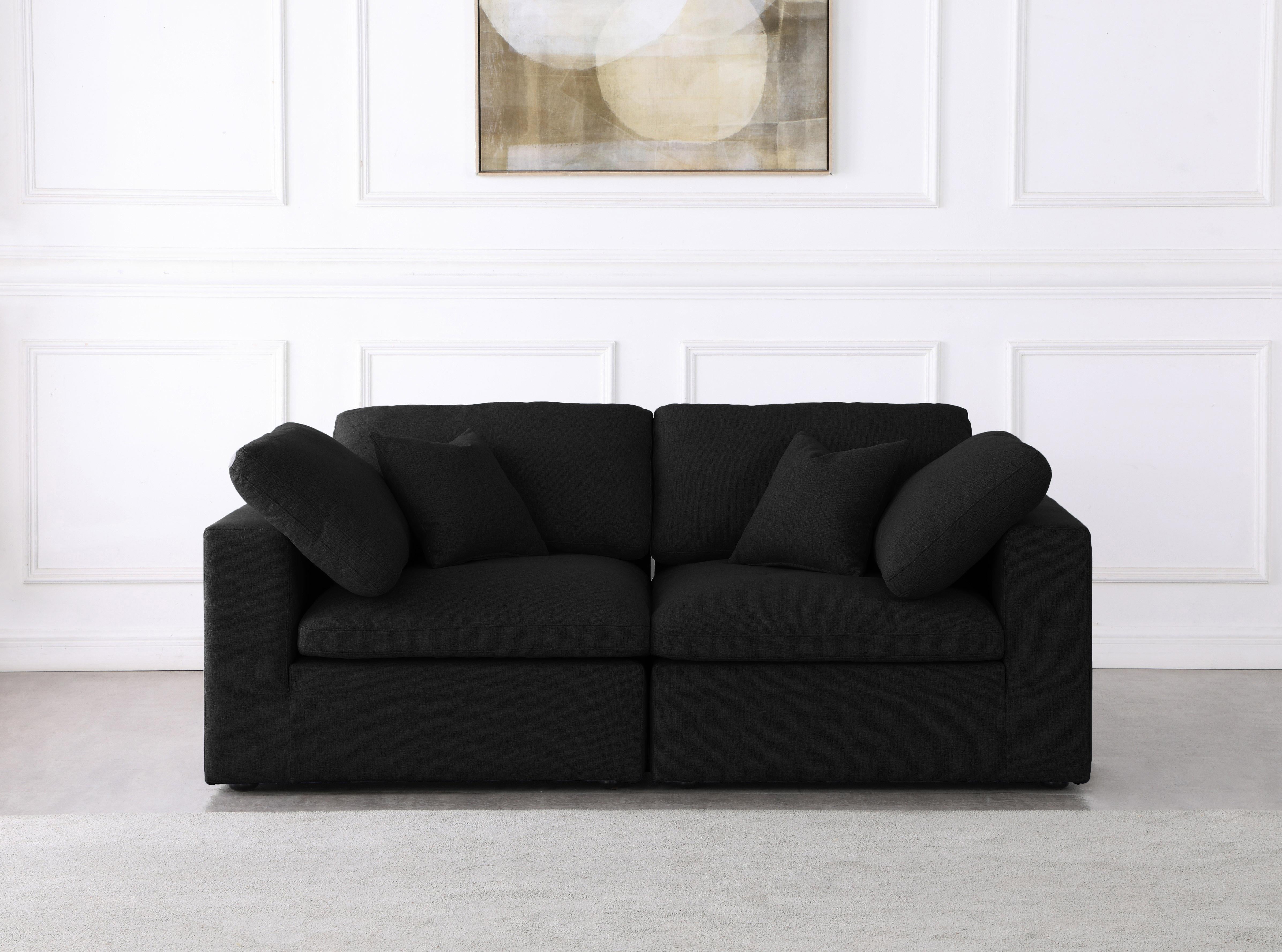Serene Black Linen Fabric Deluxe Cloud Modular Sofa - Luxury Home Furniture (MI)