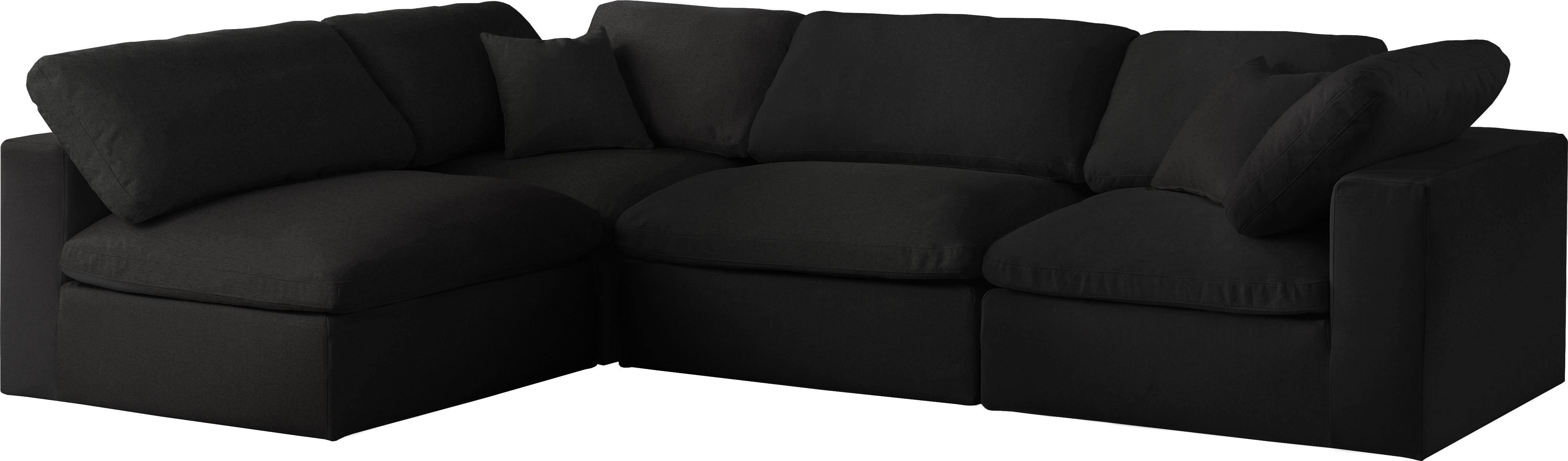 Serene Black Linen Fabric Deluxe Cloud Modular Sectional - Luxury Home Furniture (MI)