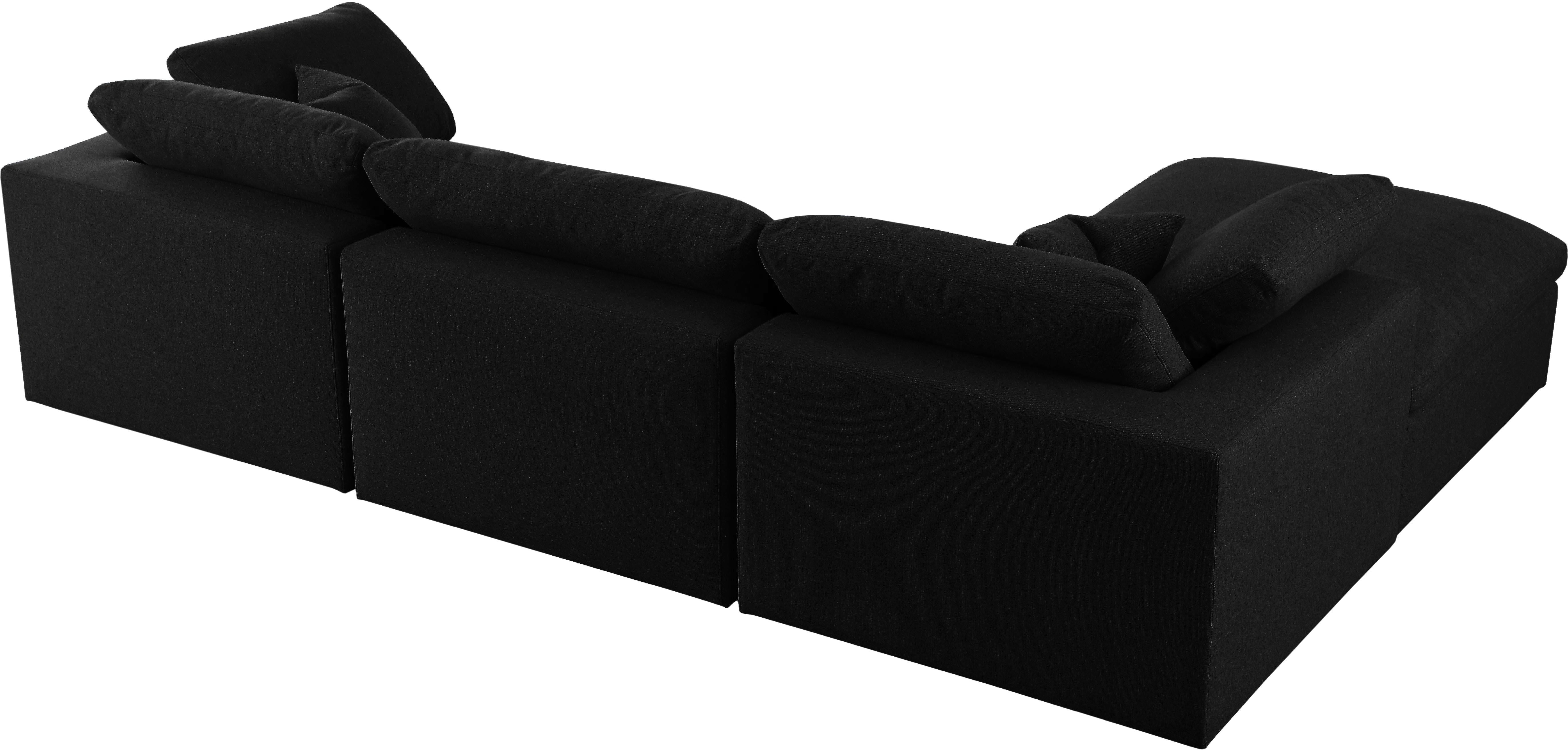 Serene Black Linen Fabric Deluxe Cloud Modular Sectional - Luxury Home Furniture (MI)