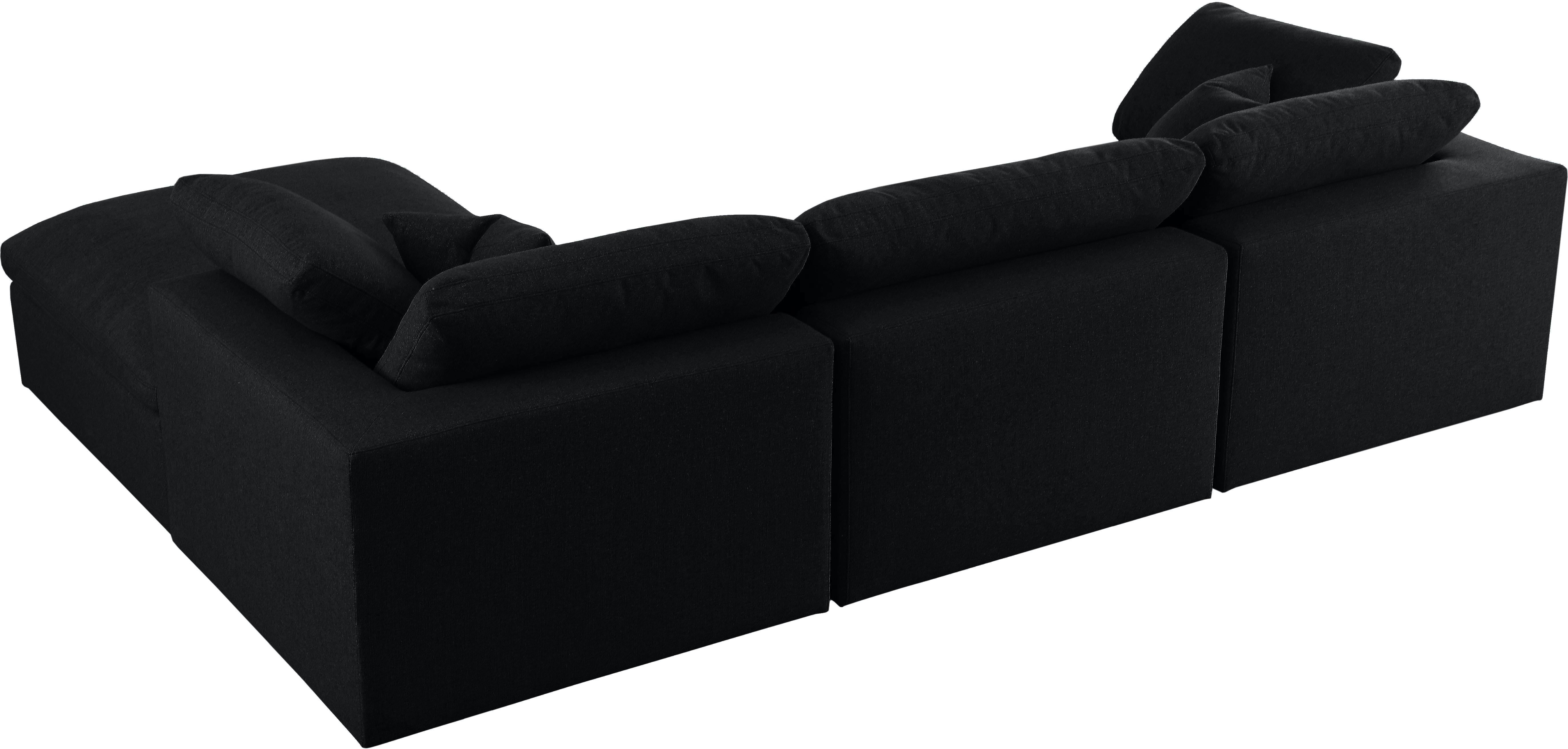 Serene Black Linen Fabric Deluxe Cloud Modular Sectional - Luxury Home Furniture (MI)