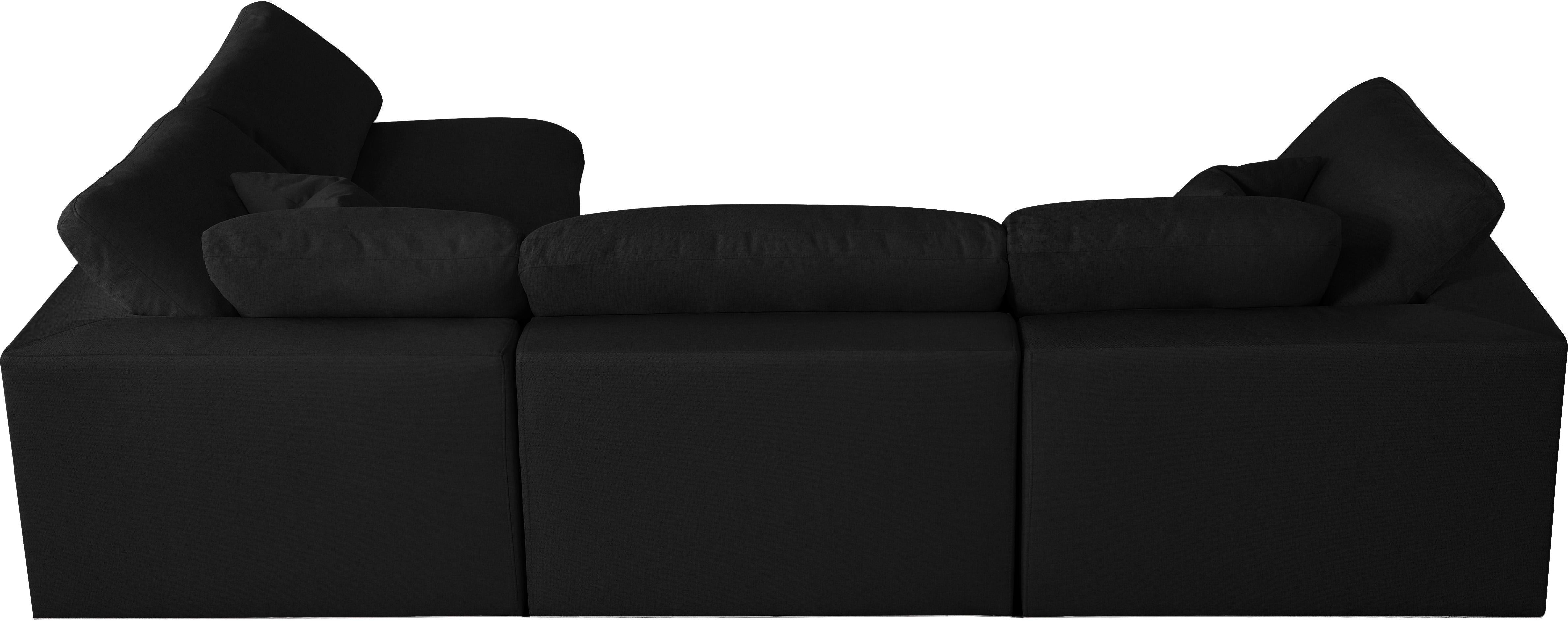 Serene Black Linen Fabric Deluxe Cloud Modular Sectional - Luxury Home Furniture (MI)