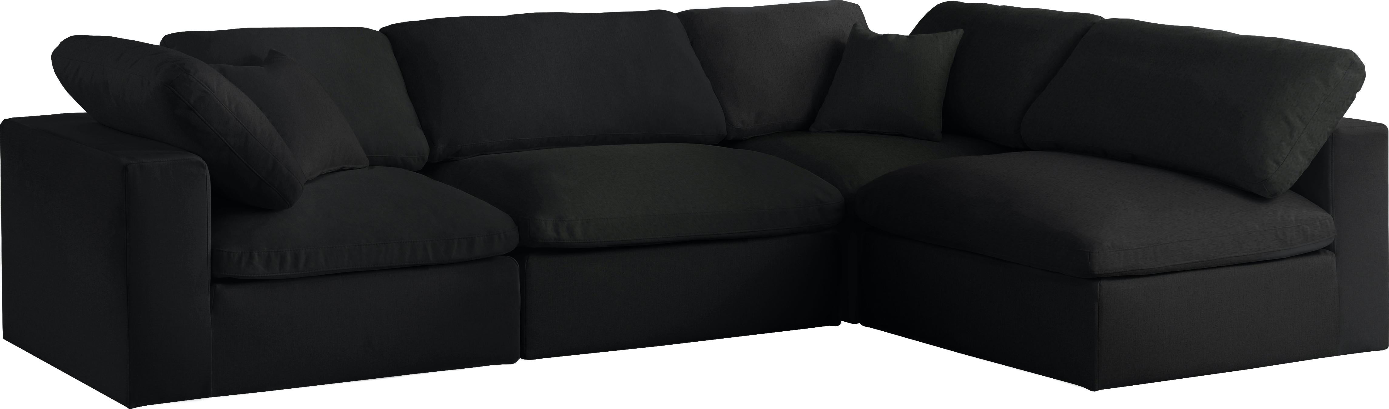 Serene Black Linen Fabric Deluxe Cloud Modular Sectional - Luxury Home Furniture (MI)