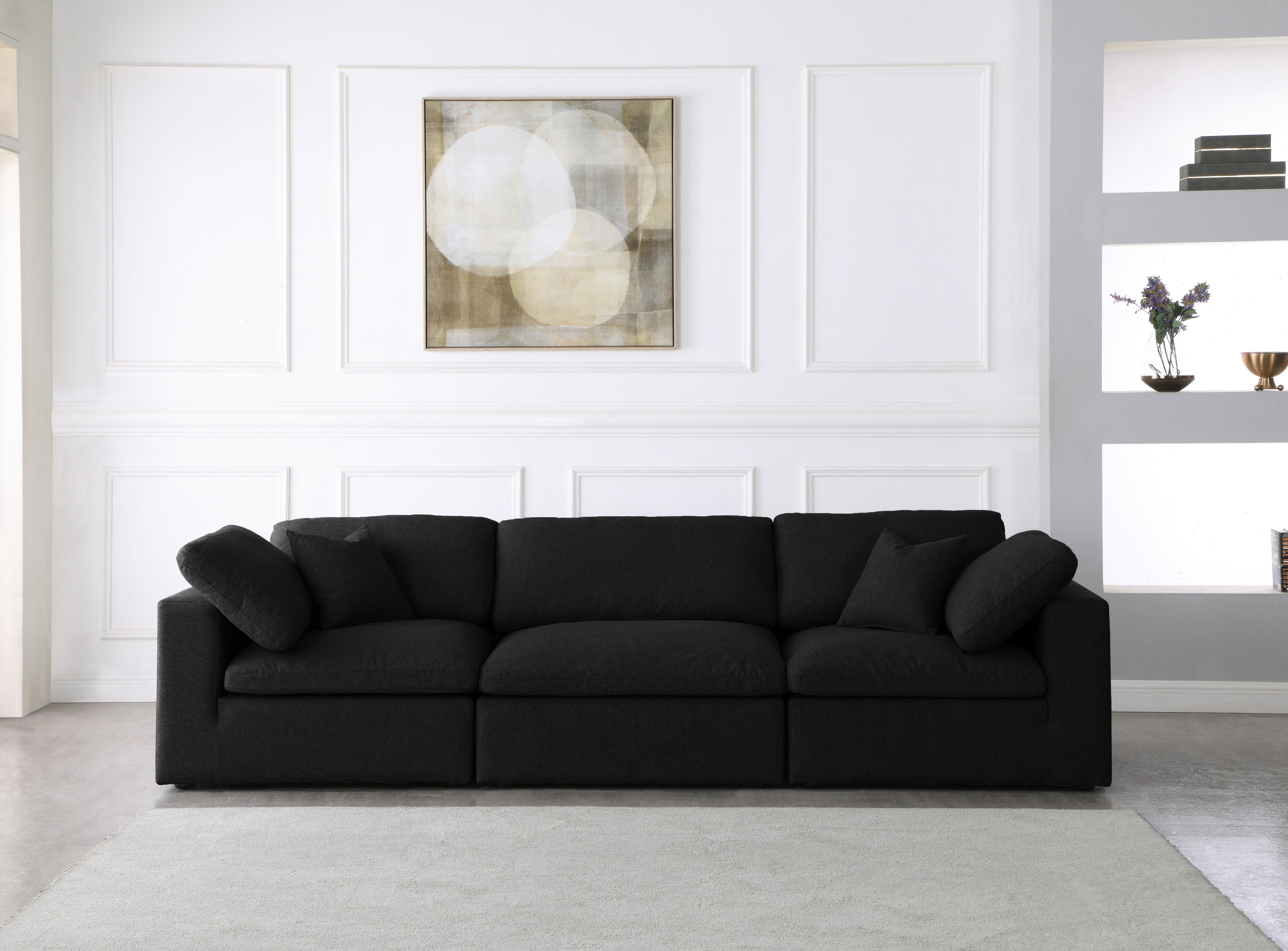 Serene Black Linen Fabric Deluxe Cloud Modular Sofa - Luxury Home Furniture (MI)