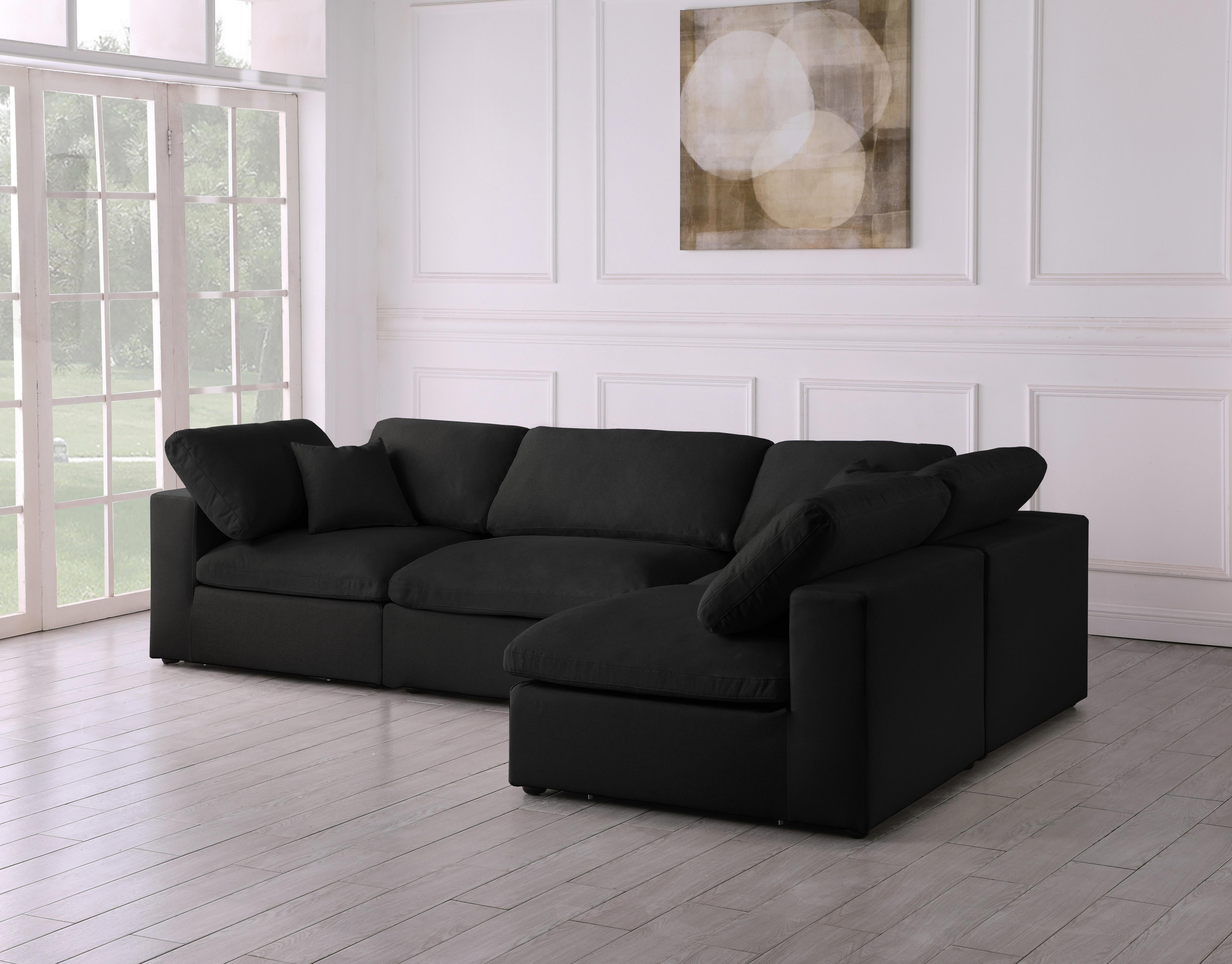 Serene Black Linen Fabric Deluxe Cloud Modular Sectional - Luxury Home Furniture (MI)