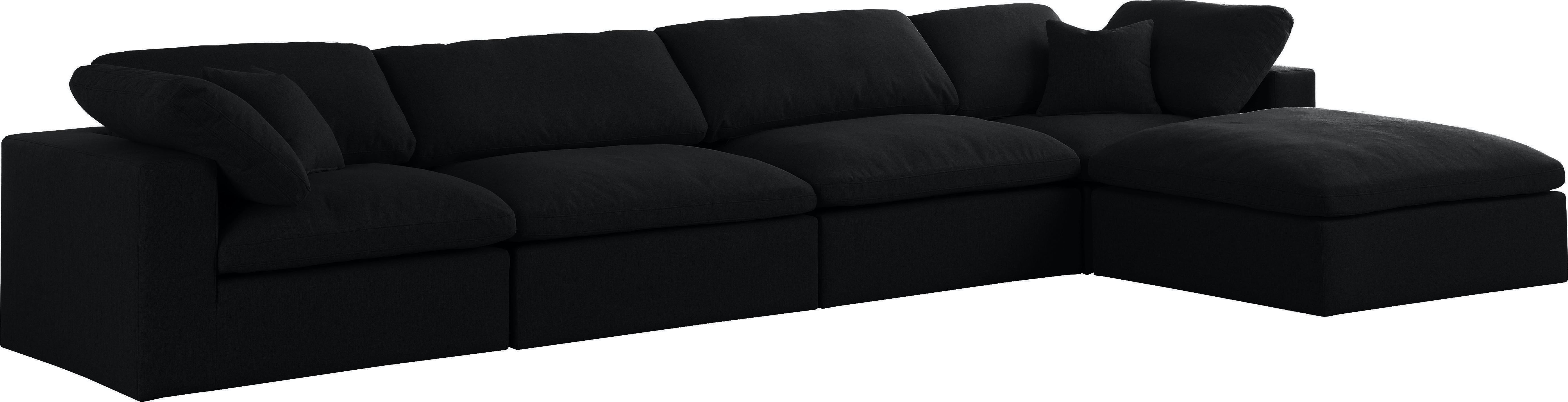 Serene Black Linen Fabric Deluxe Cloud Modular Sectional - Luxury Home Furniture (MI)