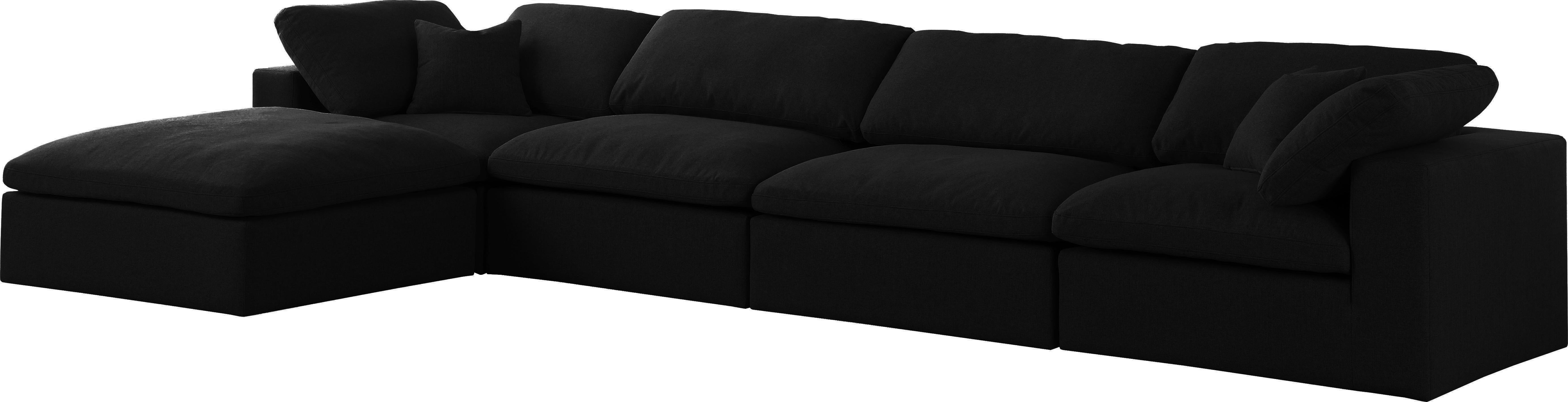 Serene Black Linen Fabric Deluxe Cloud Modular Sectional - Luxury Home Furniture (MI)