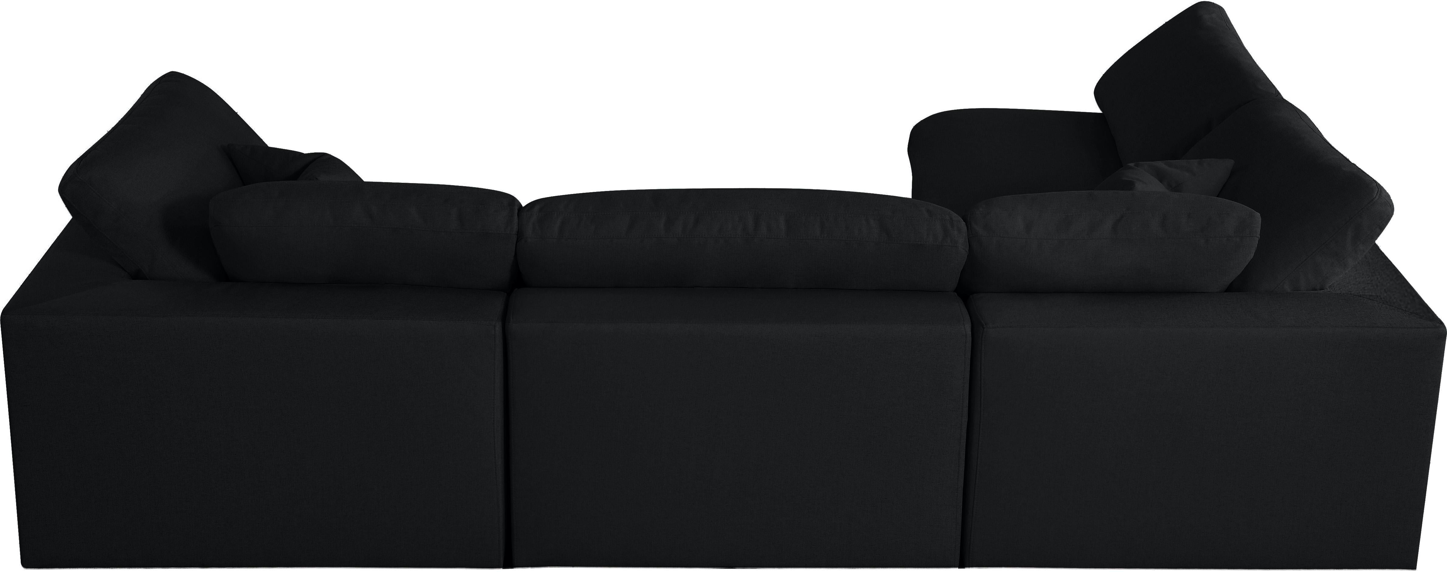 Serene Black Linen Fabric Deluxe Cloud Modular Sectional - Luxury Home Furniture (MI)