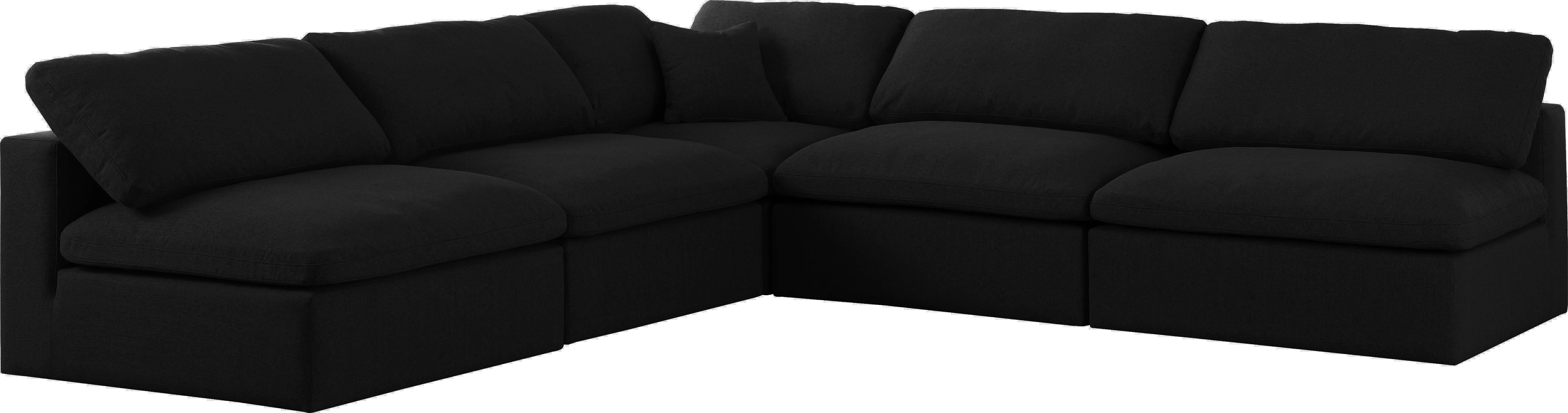 Serene Black Linen Fabric Deluxe Cloud Modular Sectional - Luxury Home Furniture (MI)