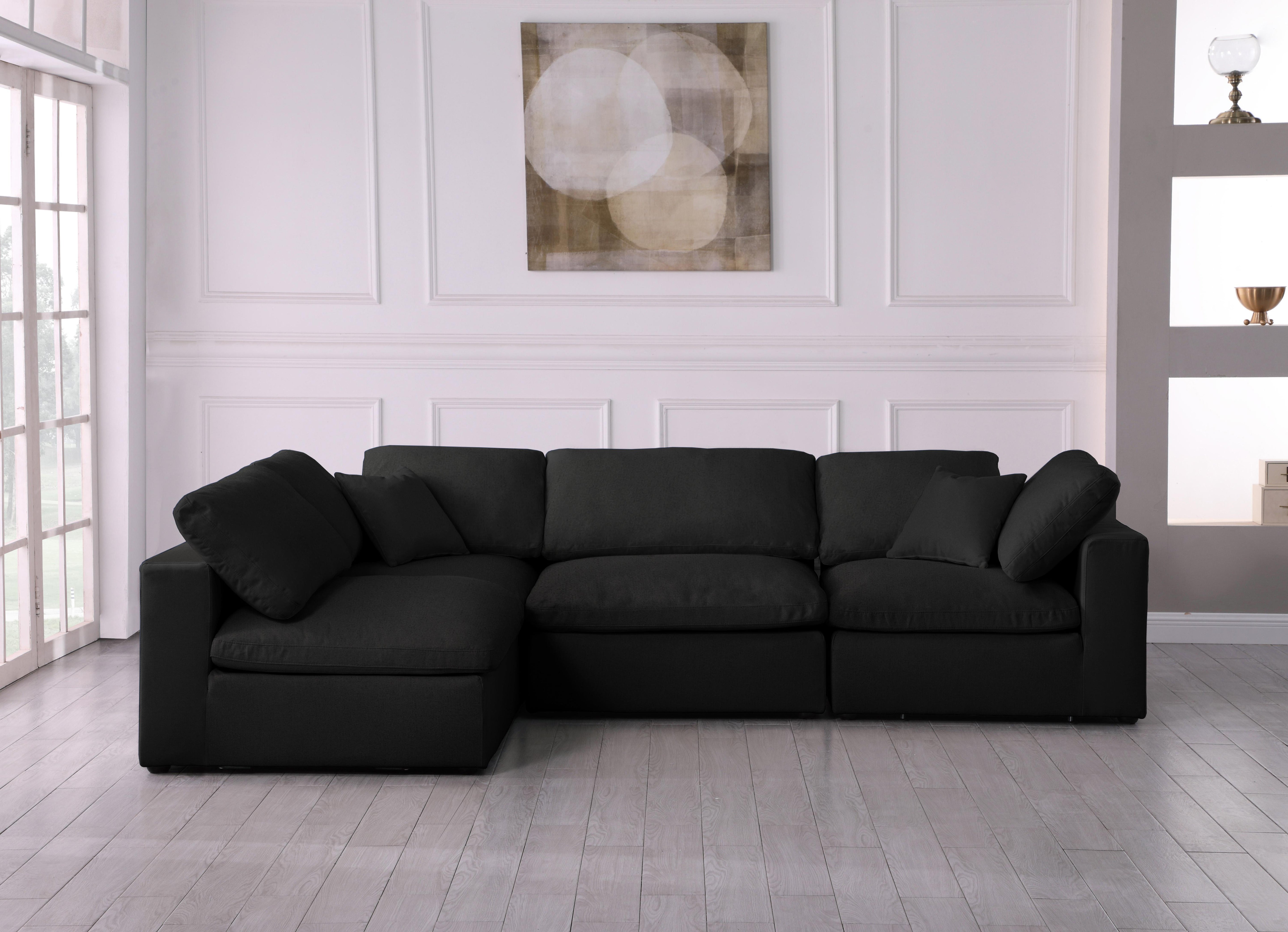 Serene Black Linen Fabric Deluxe Cloud Modular Sectional - Luxury Home Furniture (MI)
