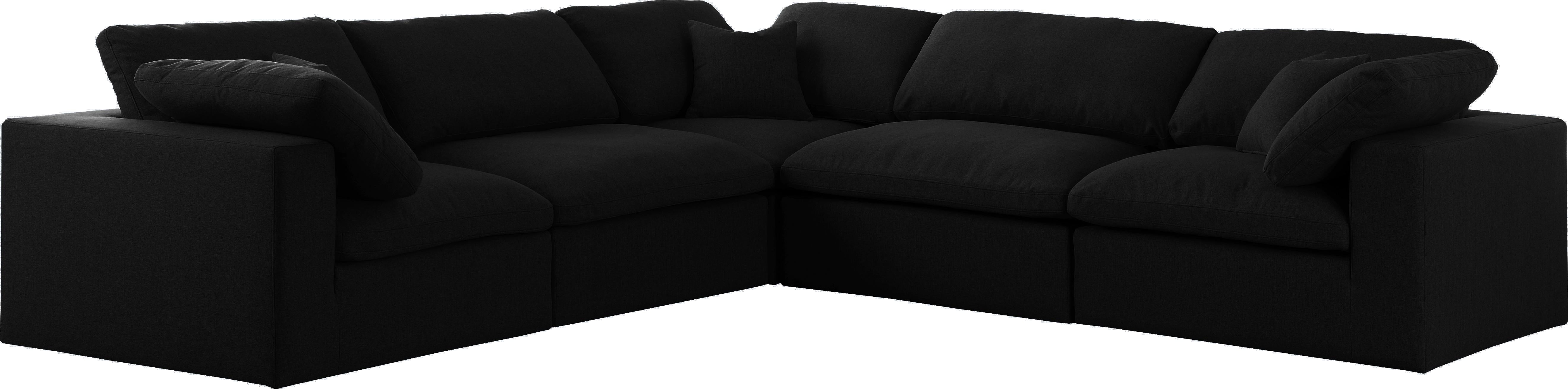 Serene Black Linen Fabric Deluxe Cloud Modular Sectional - Luxury Home Furniture (MI)