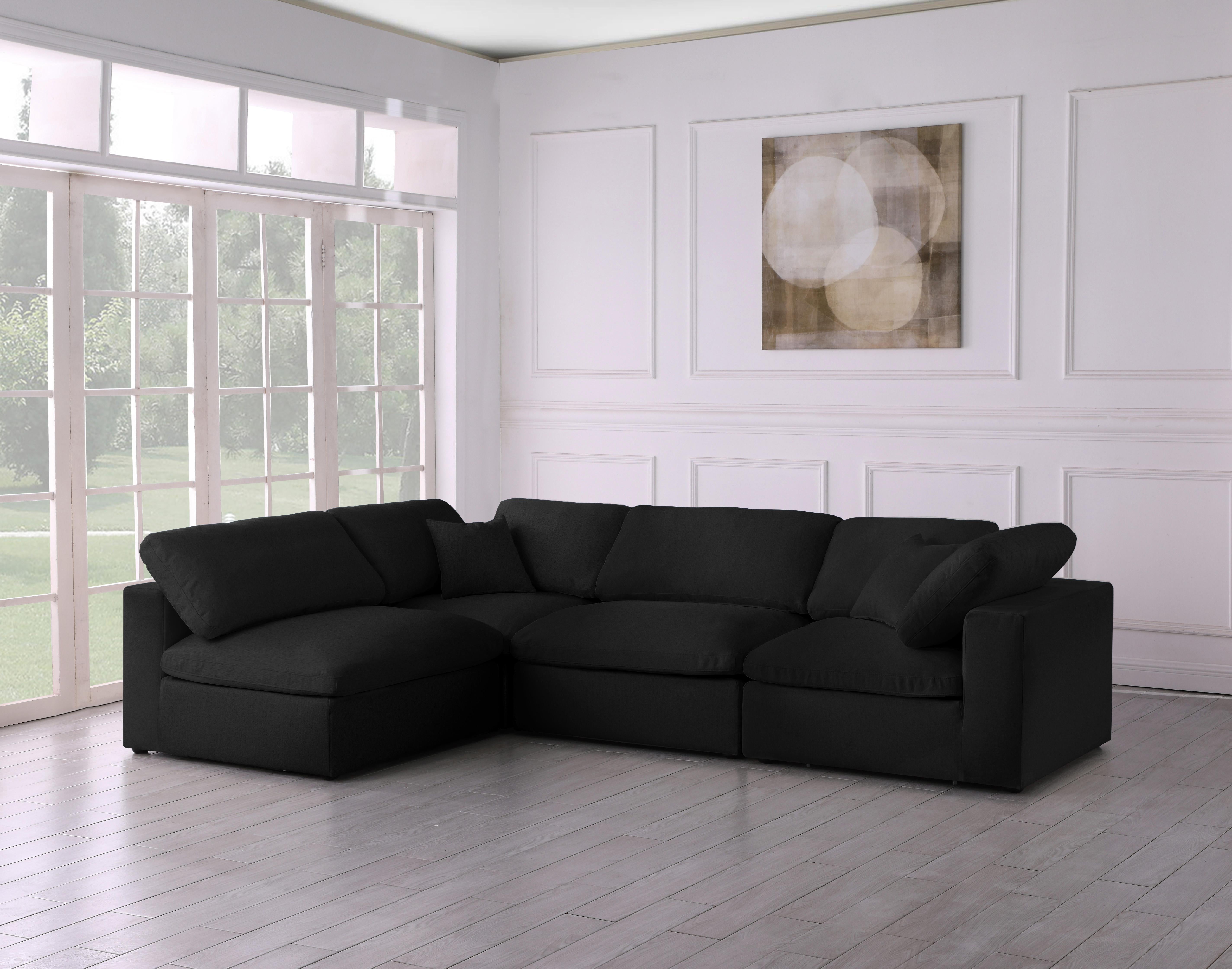 Serene Black Linen Fabric Deluxe Cloud Modular Sectional - Luxury Home Furniture (MI)