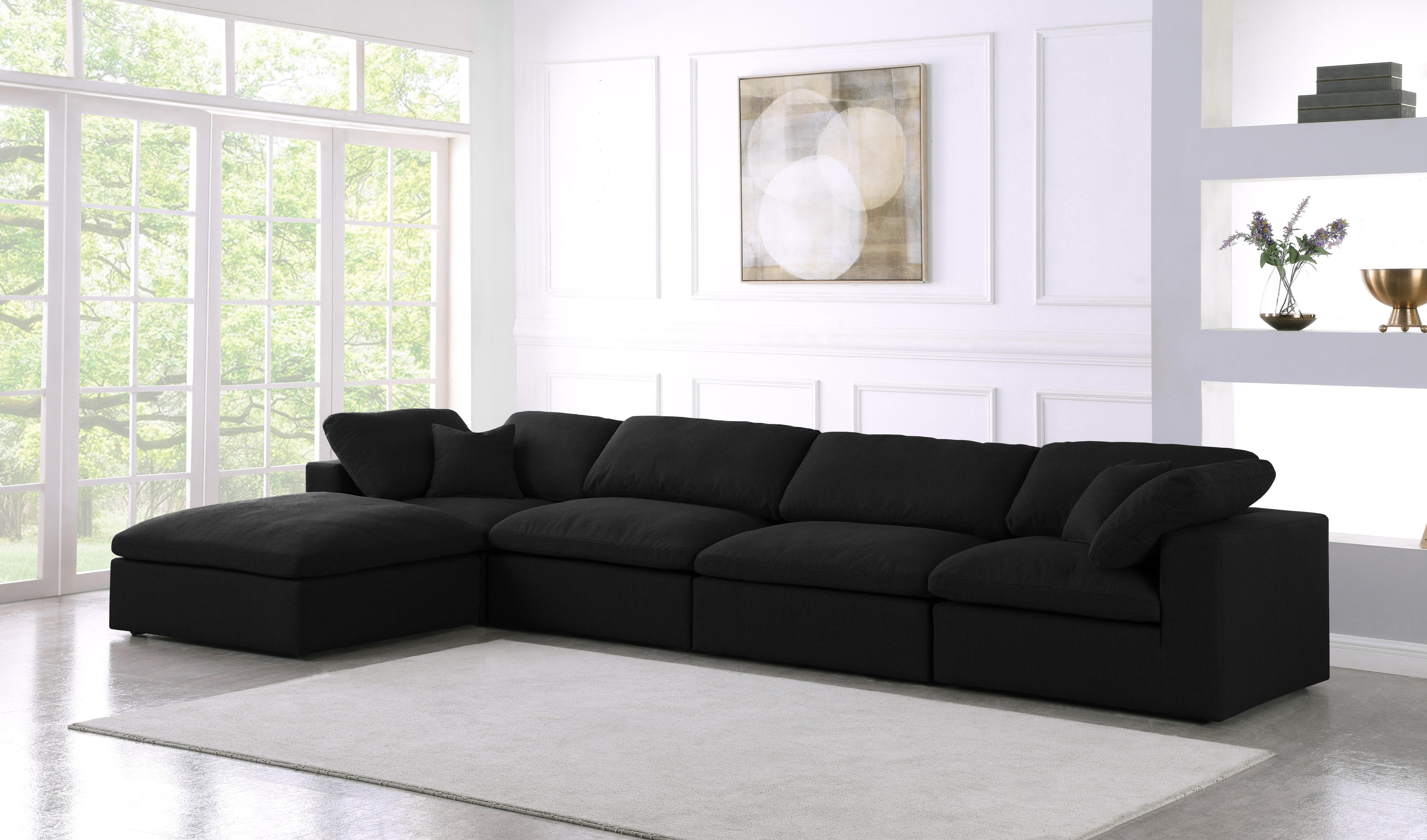 Serene Black Linen Fabric Deluxe Cloud Modular Sectional - Luxury Home Furniture (MI)