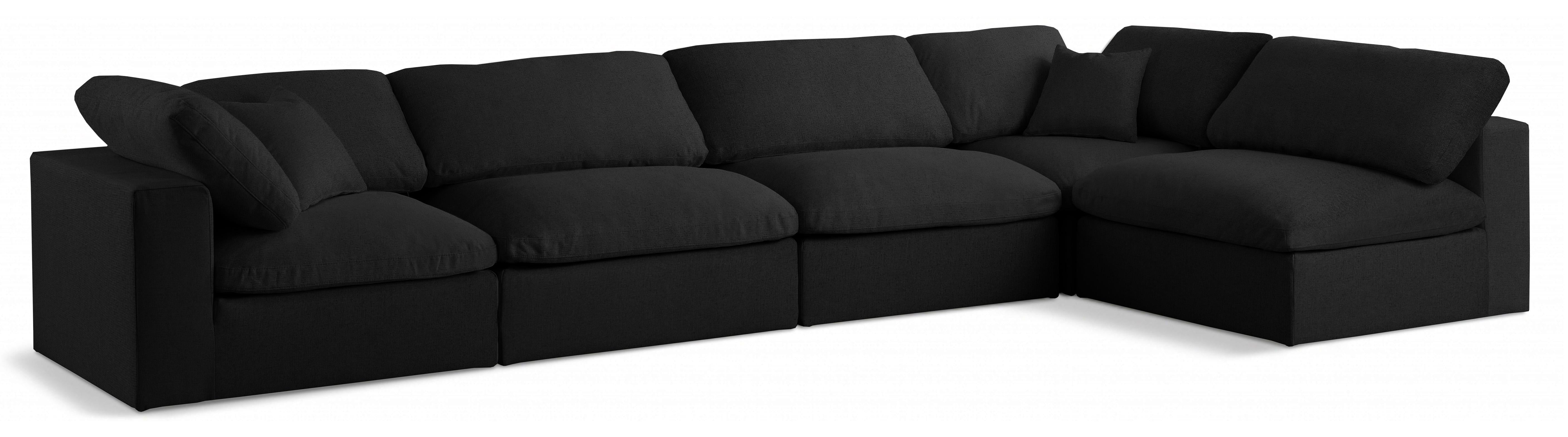 Serene Black Linen Fabric Deluxe Cloud Modular Sectional - Luxury Home Furniture (MI)
