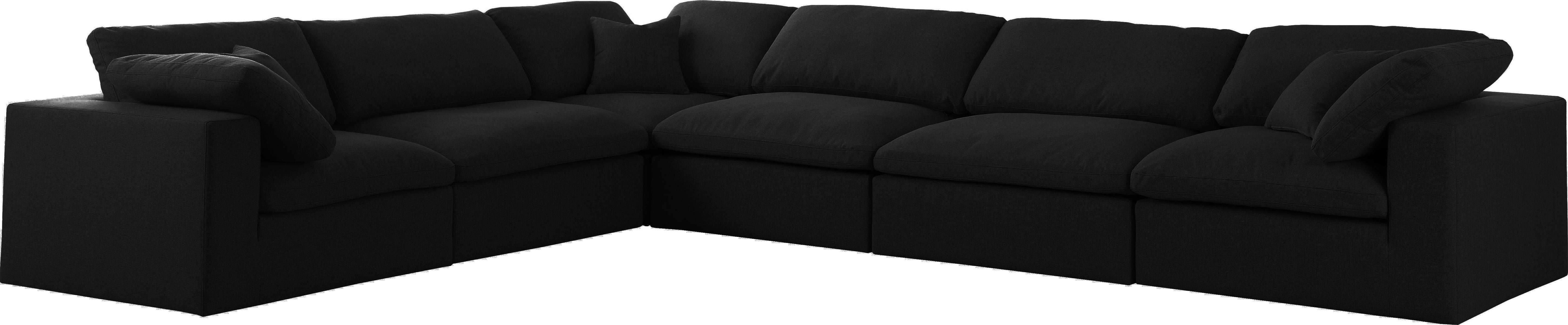 Serene Black Linen Fabric Deluxe Cloud Modular Sectional - Luxury Home Furniture (MI)