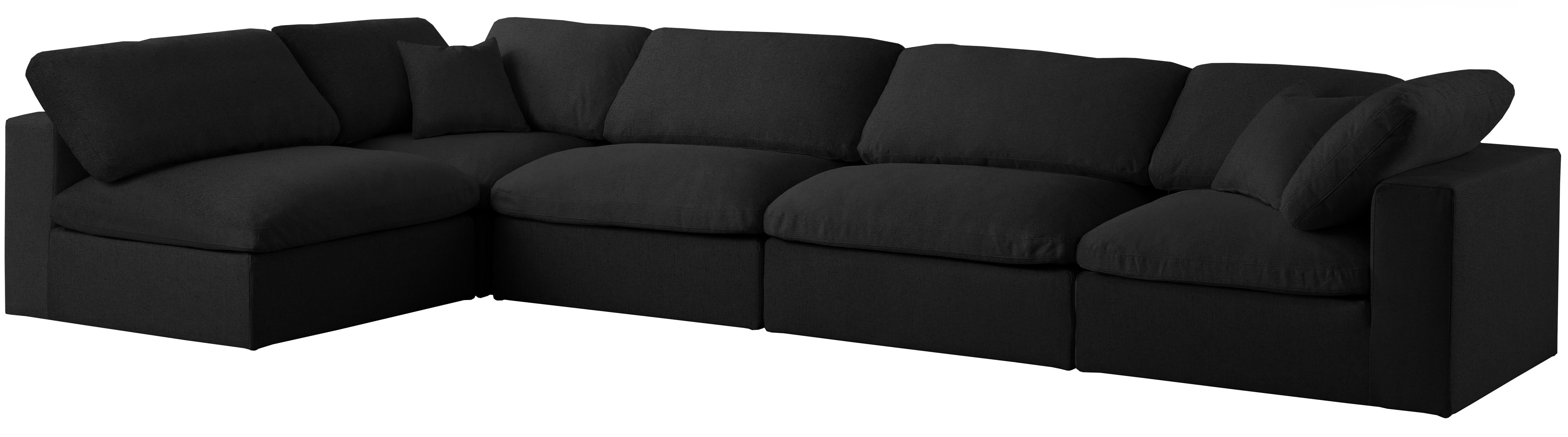 Serene Black Linen Fabric Deluxe Cloud Modular Sectional - Luxury Home Furniture (MI)