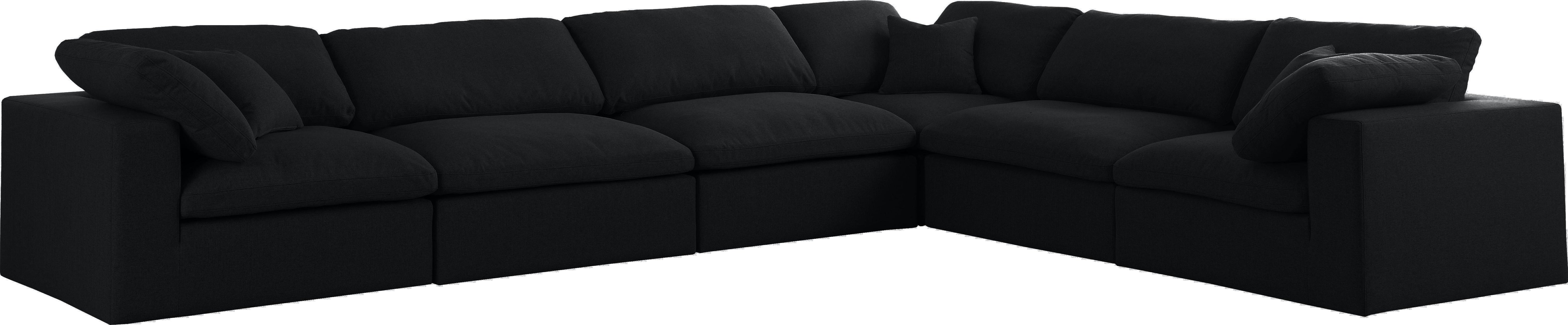 Serene Black Linen Fabric Deluxe Cloud Modular Sectional - Luxury Home Furniture (MI)