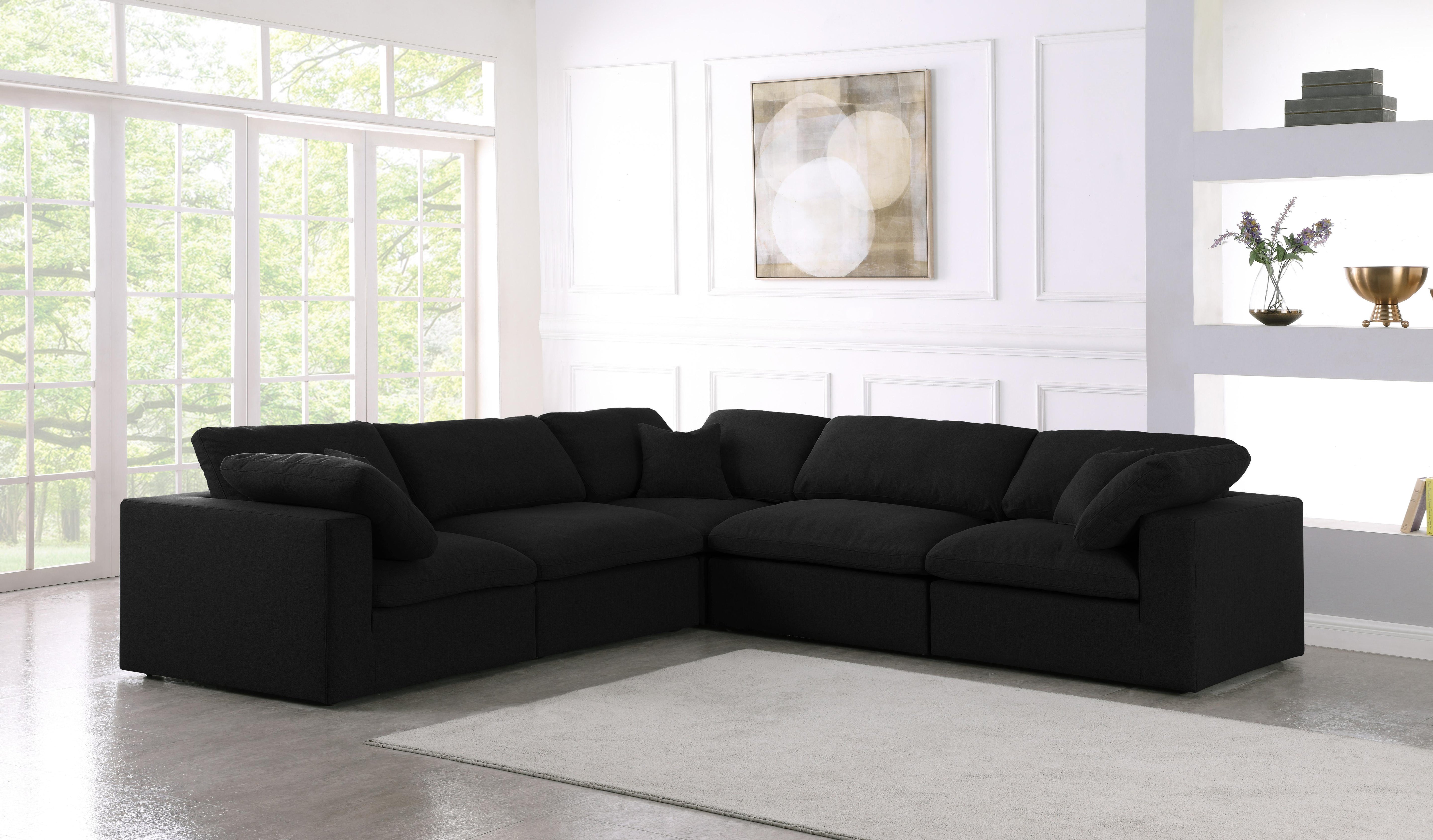 Serene Black Linen Fabric Deluxe Cloud Modular Sectional - Luxury Home Furniture (MI)