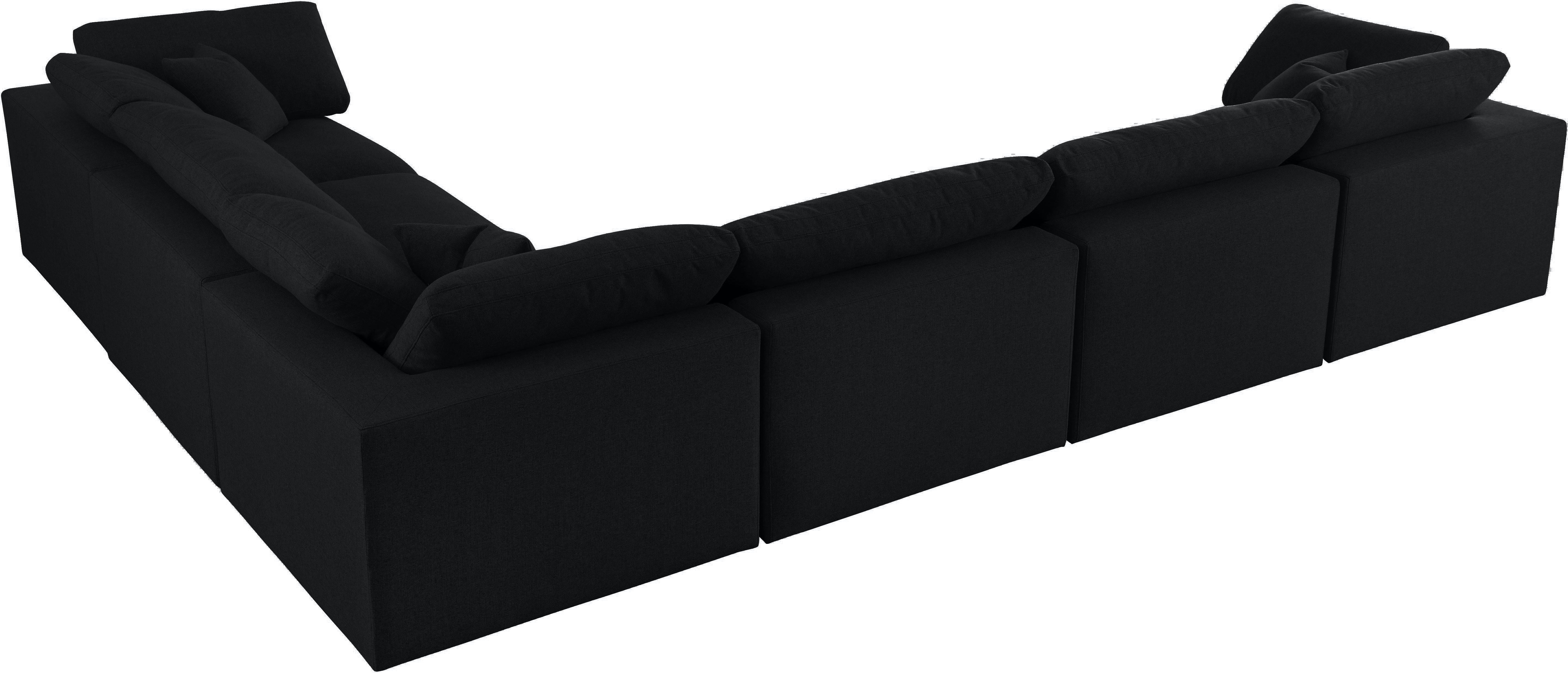 Serene Black Linen Fabric Deluxe Cloud Modular Sectional - Luxury Home Furniture (MI)