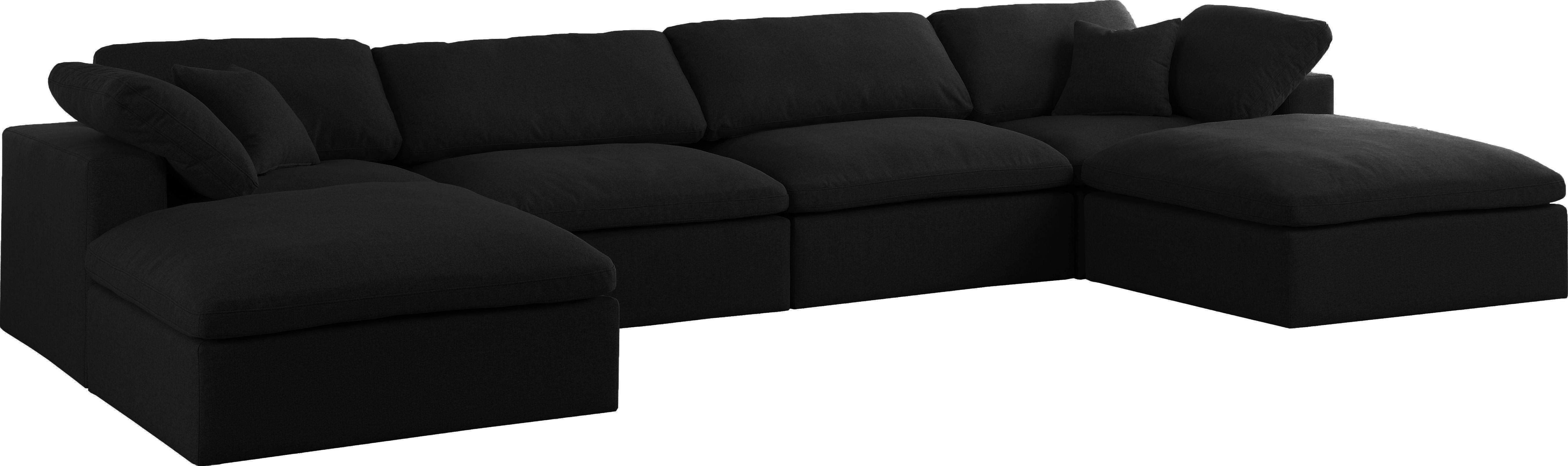 Serene Black Linen Fabric Deluxe Cloud Modular Sectional - Luxury Home Furniture (MI)