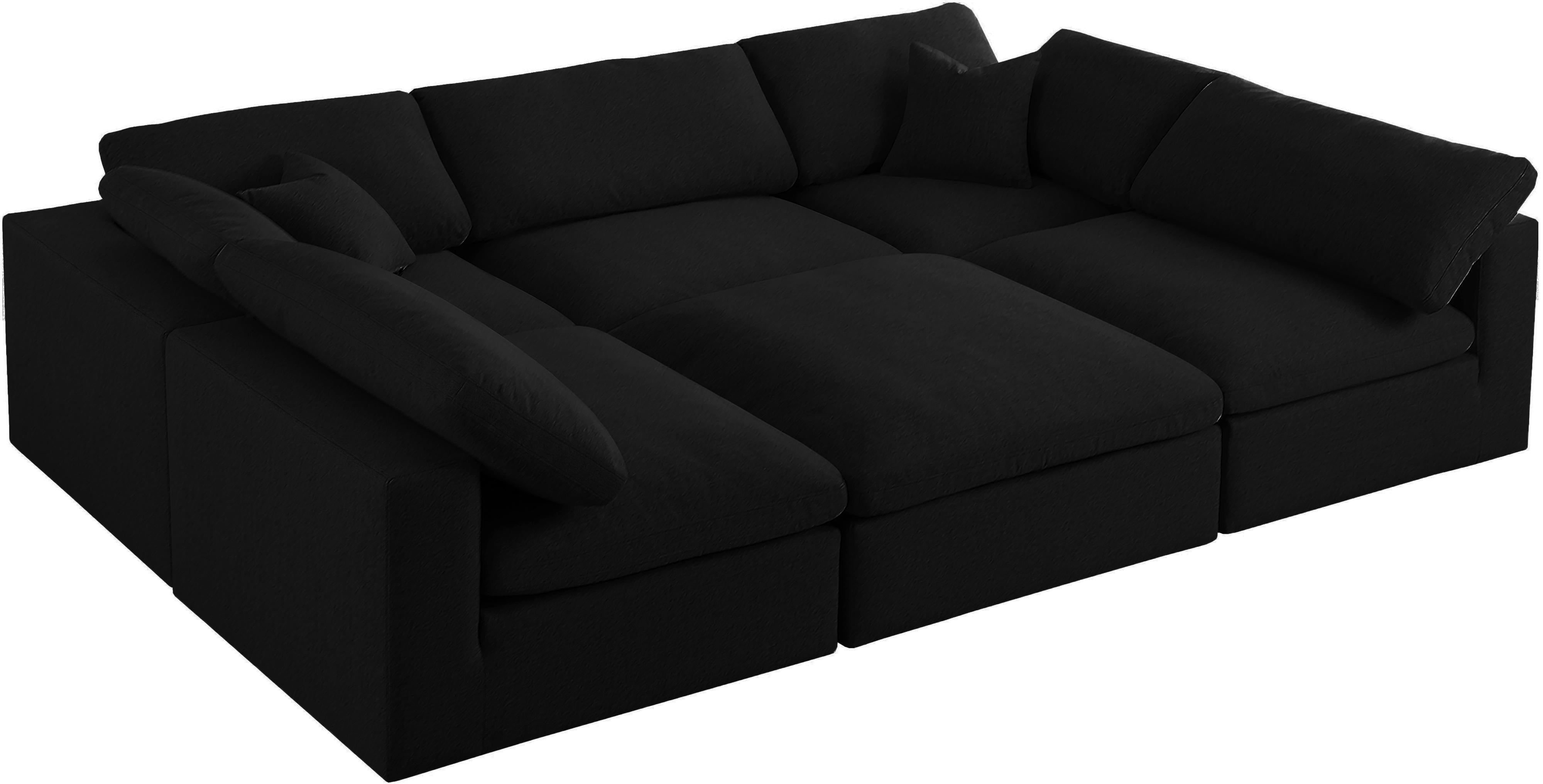 Serene Black Linen Fabric Deluxe Cloud Modular Sectional - Luxury Home Furniture (MI)