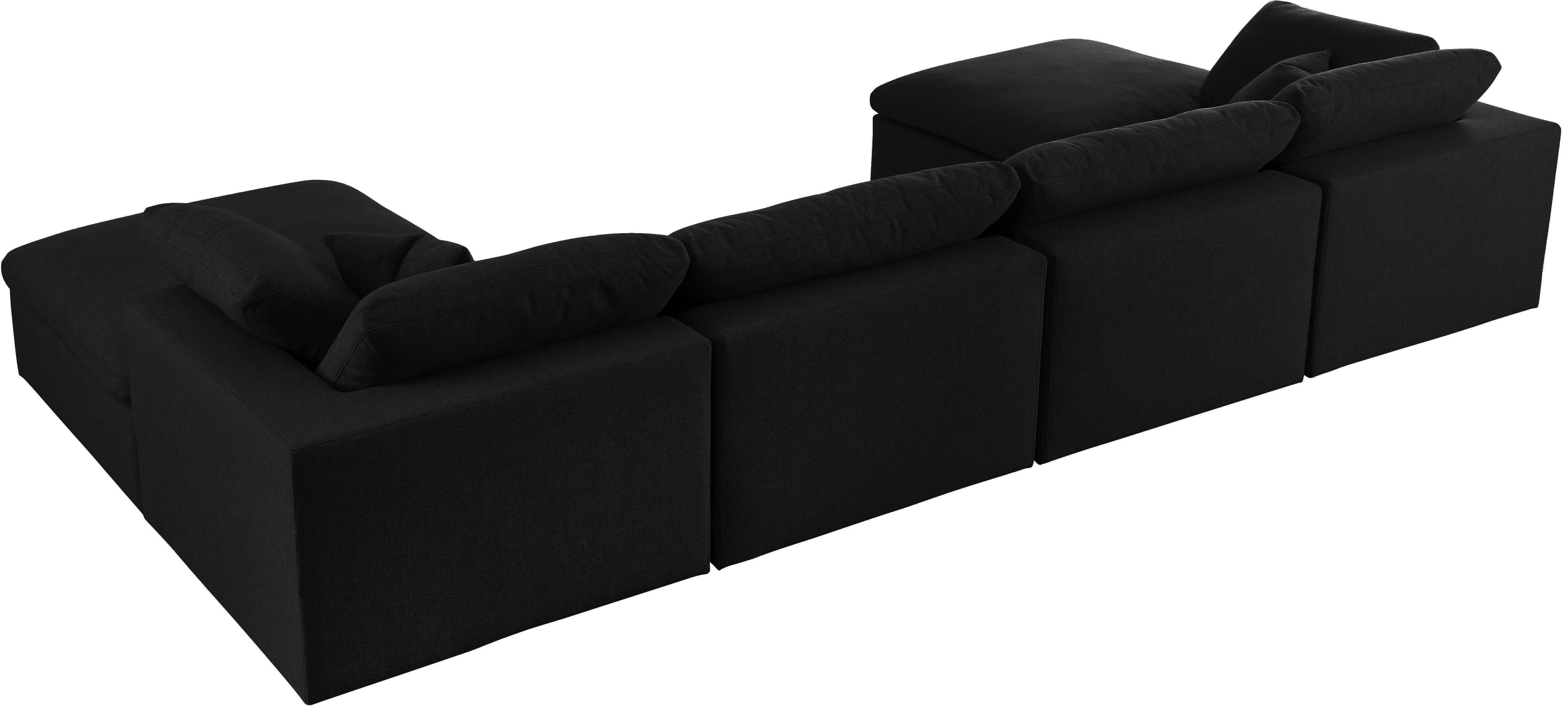 Serene Black Linen Fabric Deluxe Cloud Modular Sectional - Luxury Home Furniture (MI)