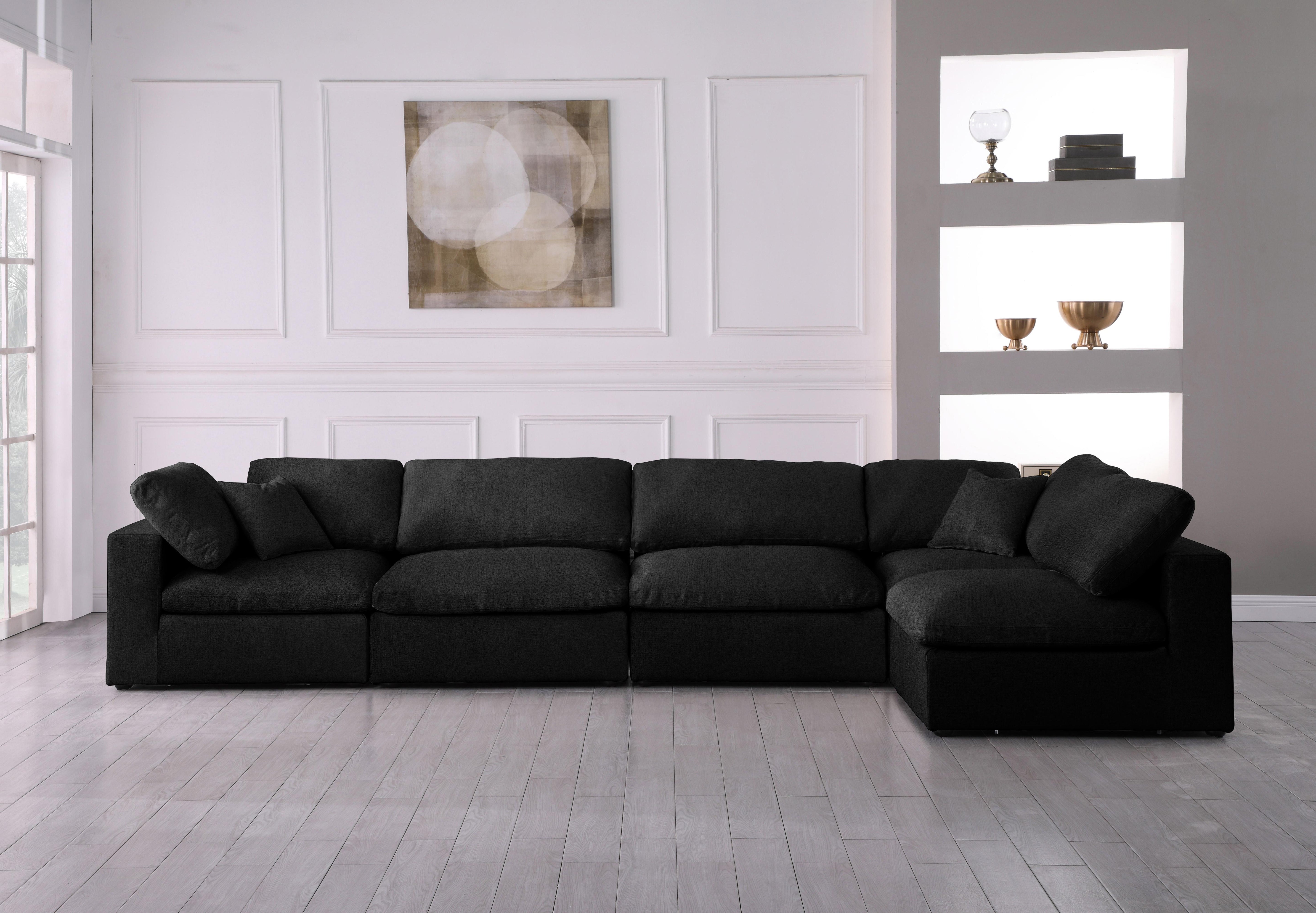 Serene Black Linen Fabric Deluxe Cloud Modular Sectional - Luxury Home Furniture (MI)