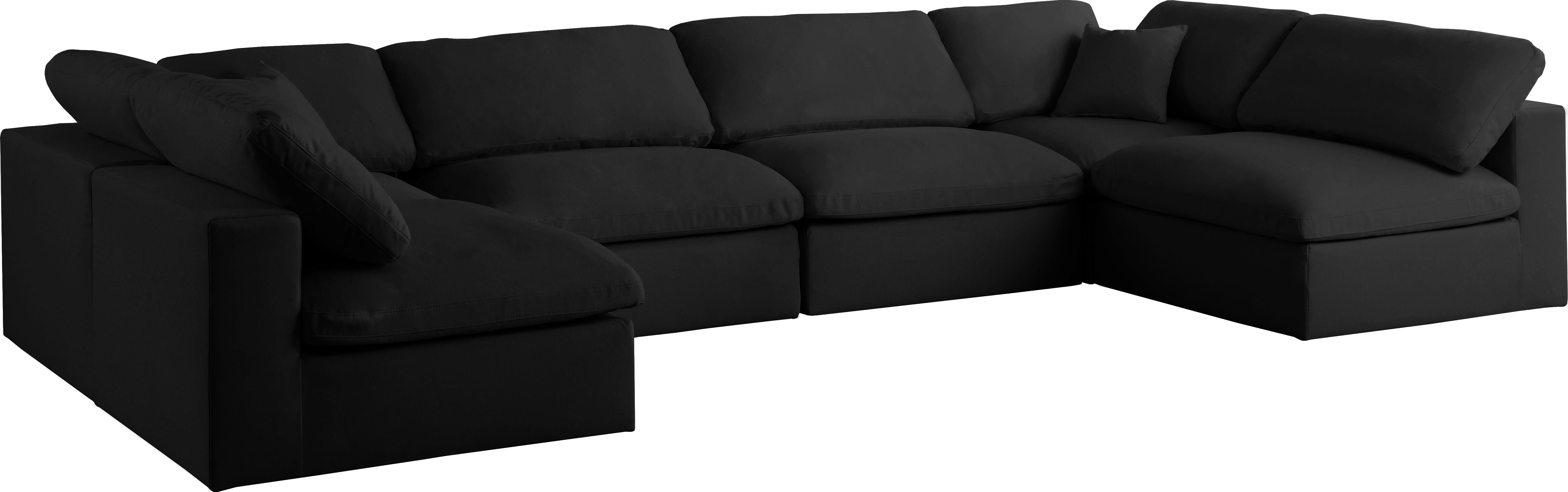 Serene Black Linen Fabric Deluxe Cloud Modular Sectional - Luxury Home Furniture (MI)
