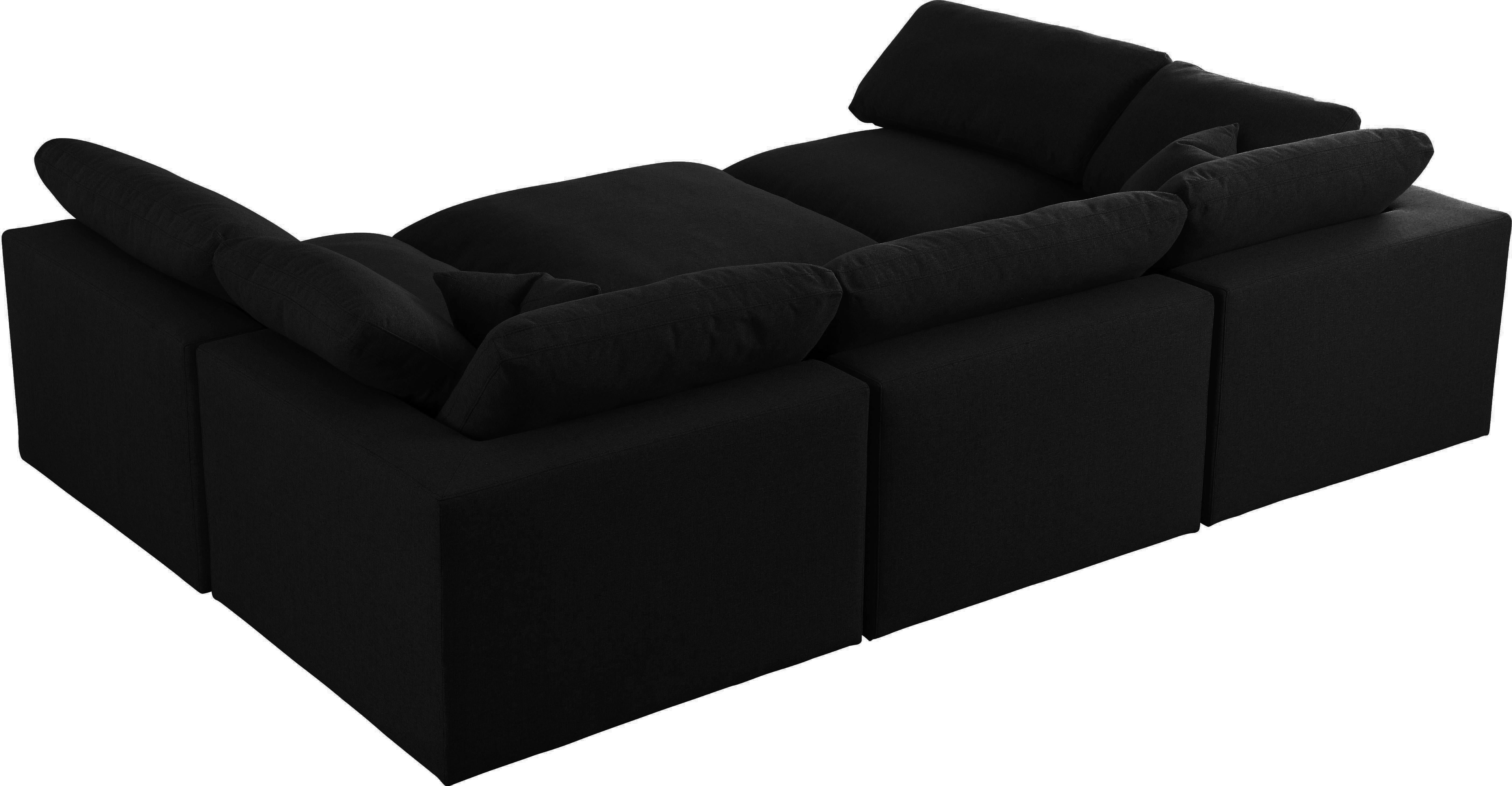 Serene Black Linen Fabric Deluxe Cloud Modular Sectional - Luxury Home Furniture (MI)