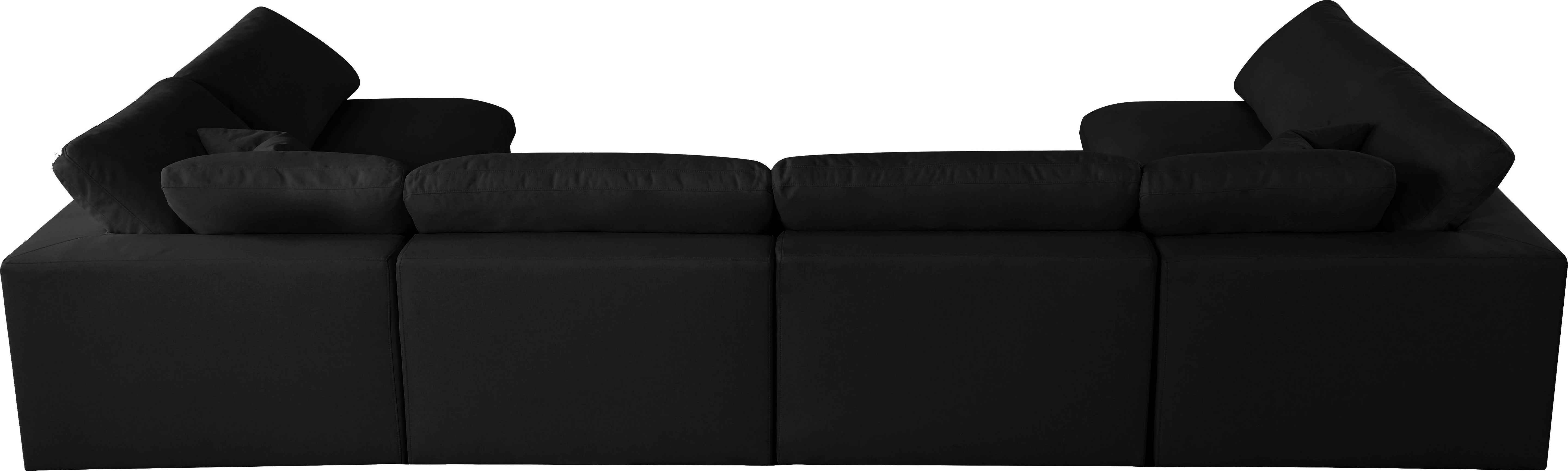 Serene Black Linen Fabric Deluxe Cloud Modular Sectional - Luxury Home Furniture (MI)
